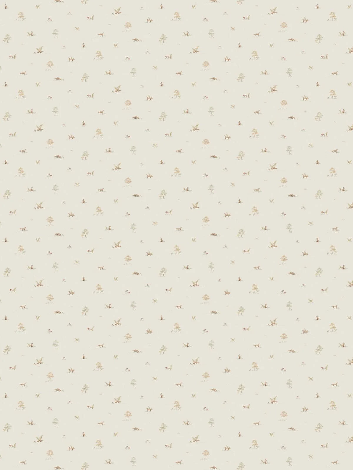 Light Beige Wallpaper with Plant and Animal Motif LITTLE FOX