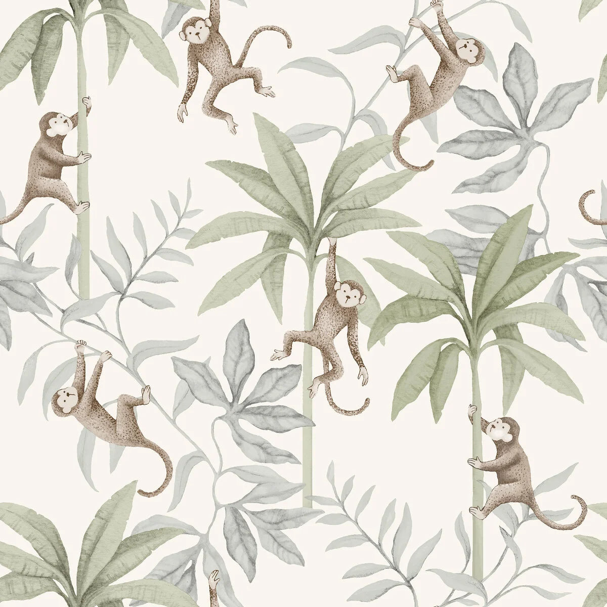 Tapeta dziecięca z motywem dżungli JUNGLE FRIENDS biały