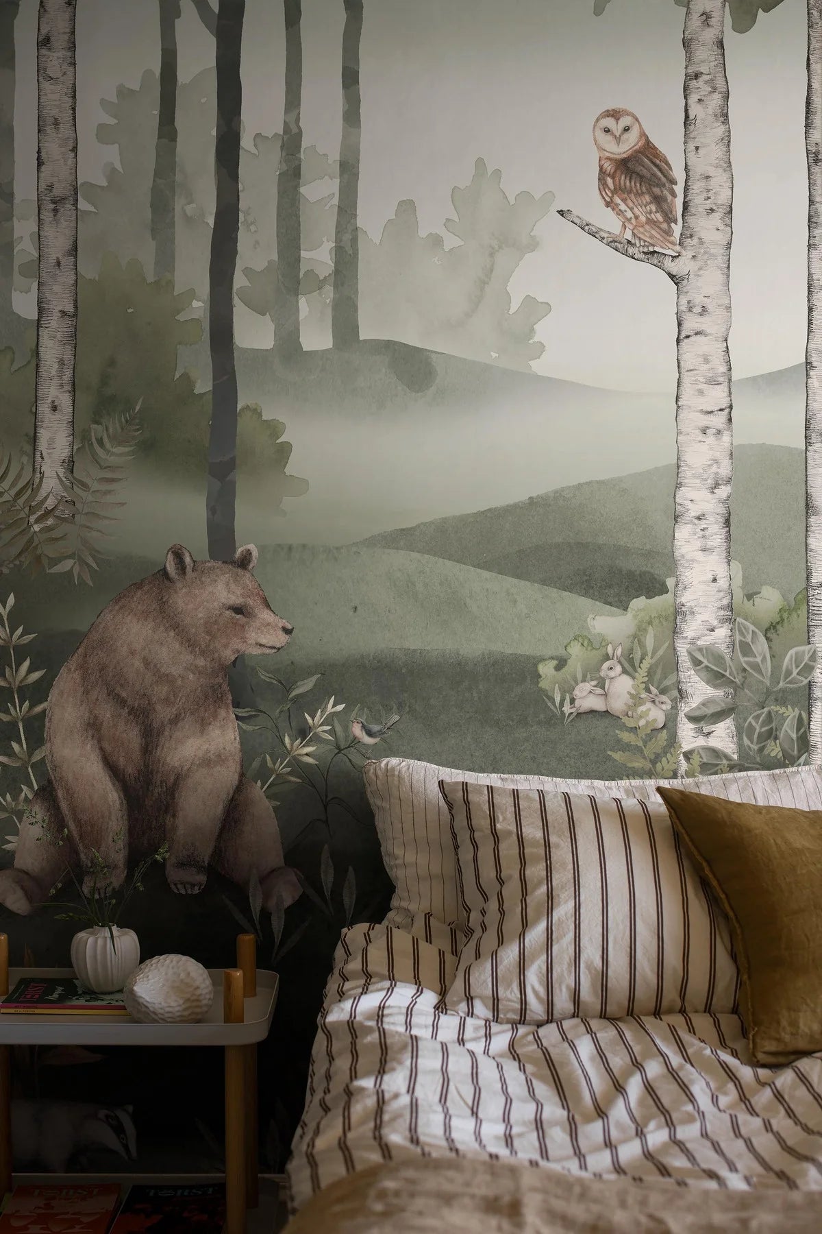 Mural dziecięcy z motywem roślinnym WILD FOREST zielony