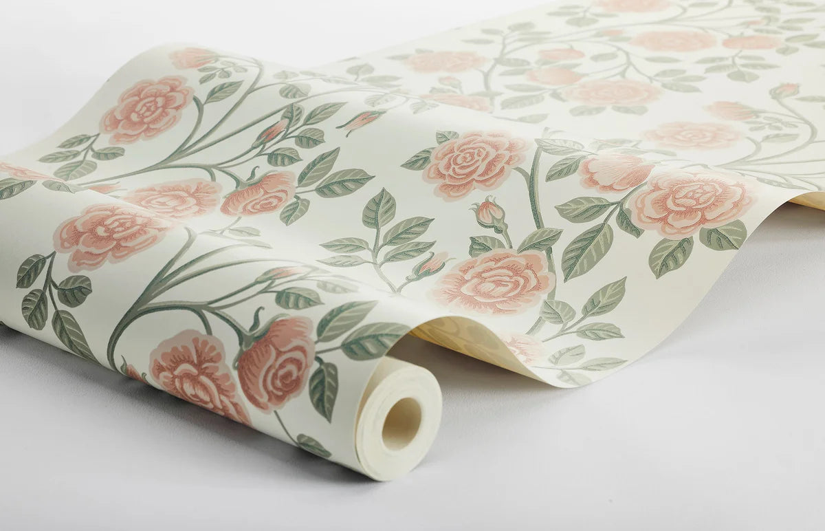 Tapete mit pflanzlichem Blumenmotiv ELSA beige mit Rosa