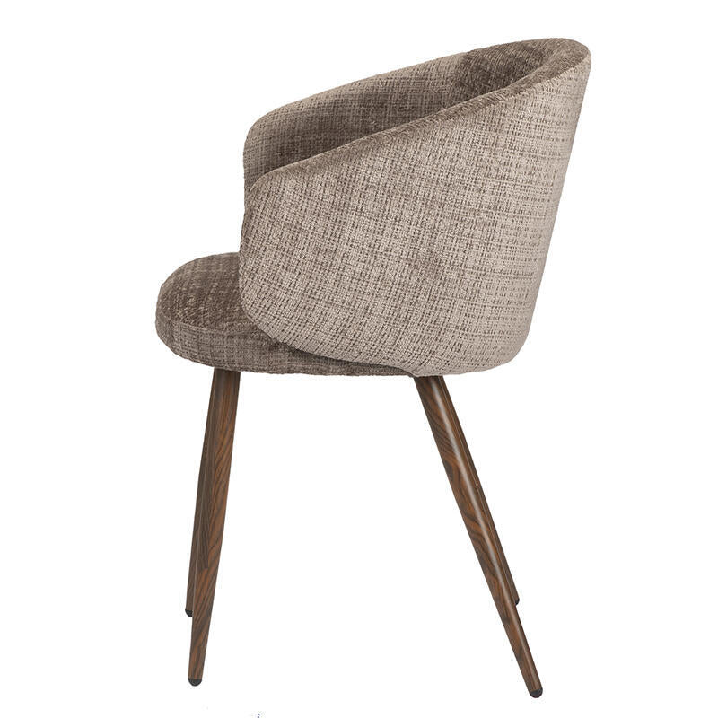 Stuhl LUNA taupe mit dunklem Holzgestell