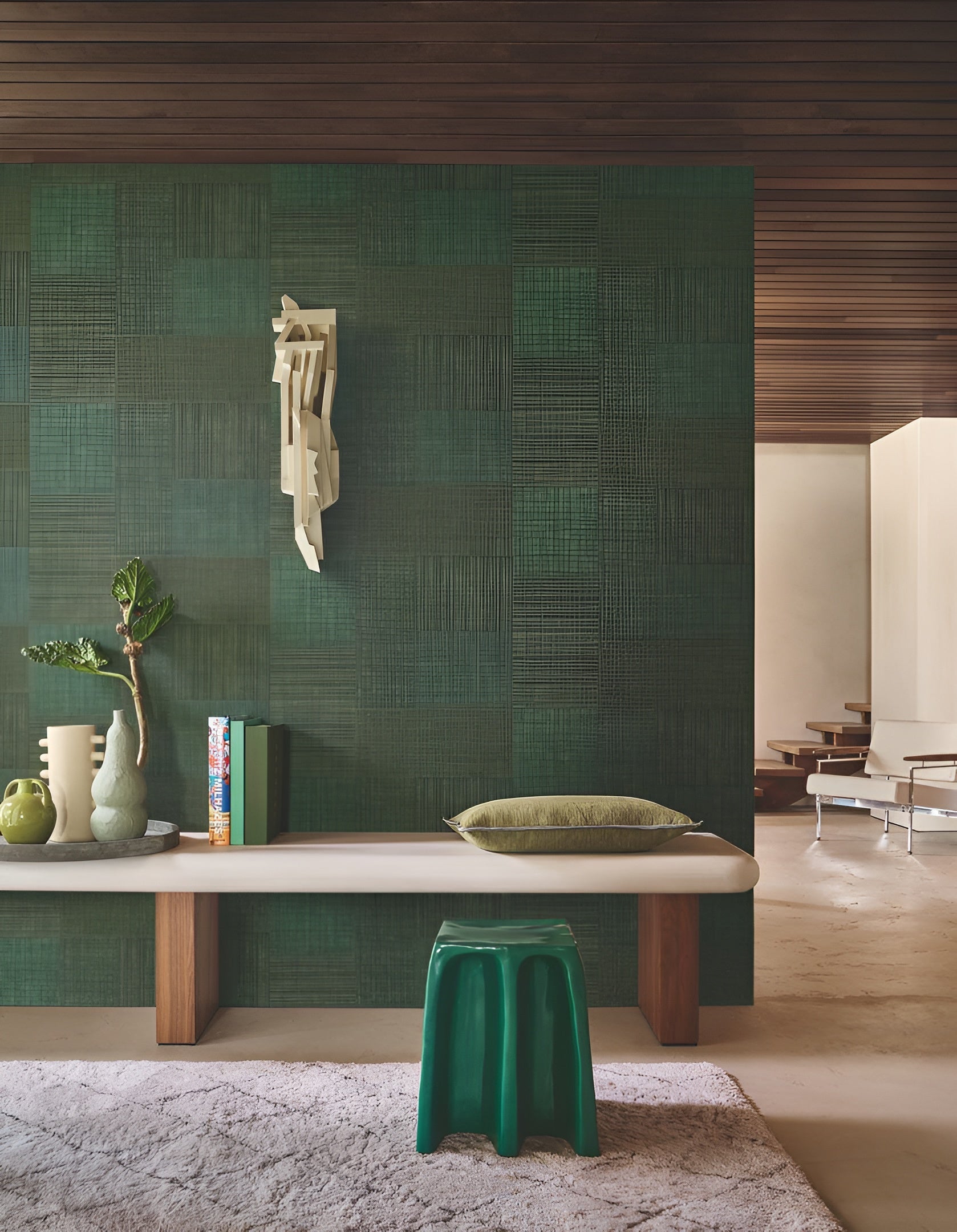 Structural vinyl wallpaper MESTIZO - CACTUS cactus green