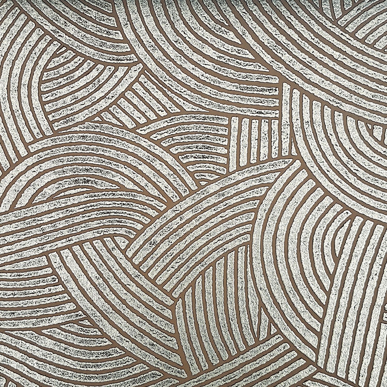 Strukturierte metallische 3D-Tapete mit geometrischem Muster ASSOUAN - CAMEL weiß mit braun