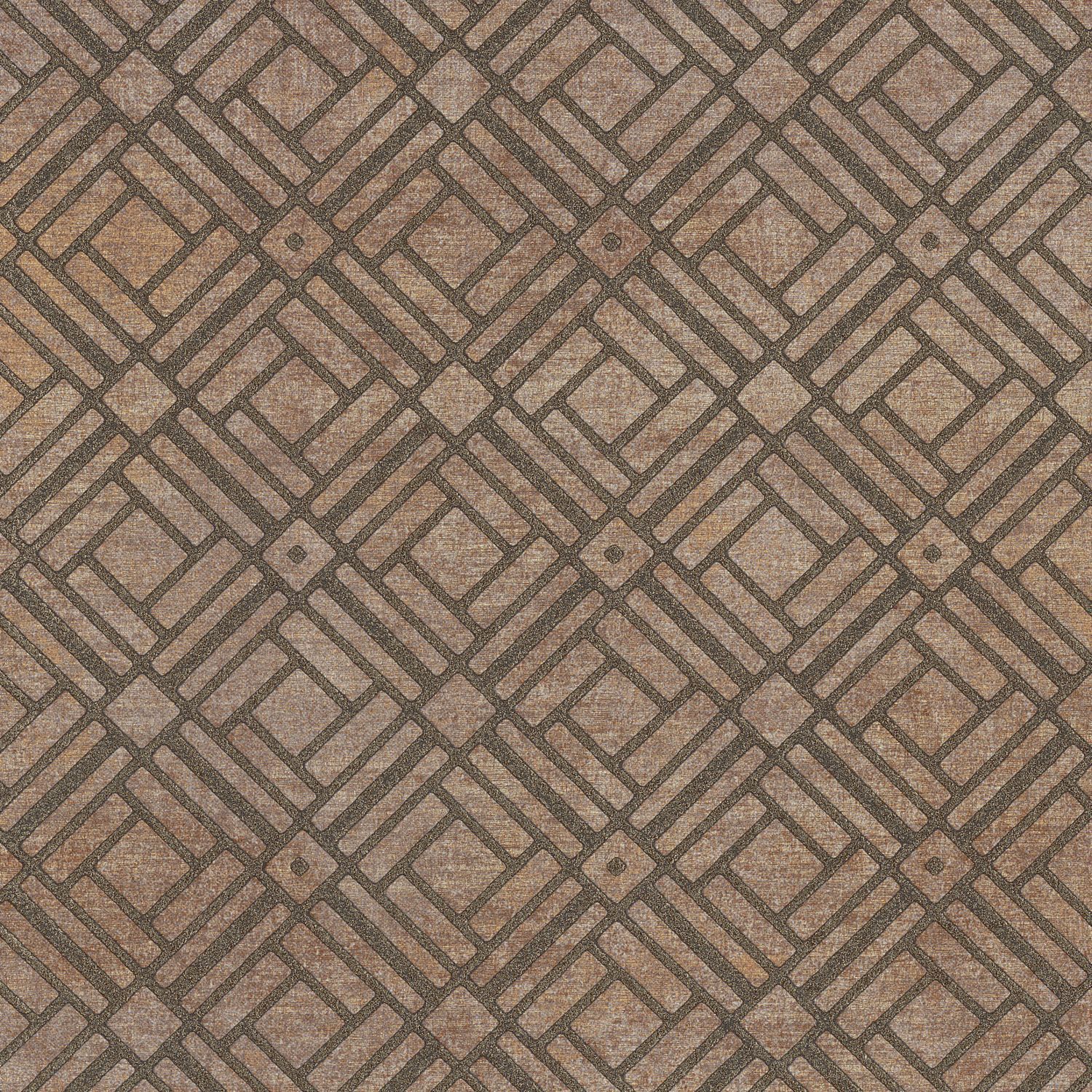 Tapeta metaliczna z geometrycznym wzorem KHEOPS - BEIGE brązowym z beżowym