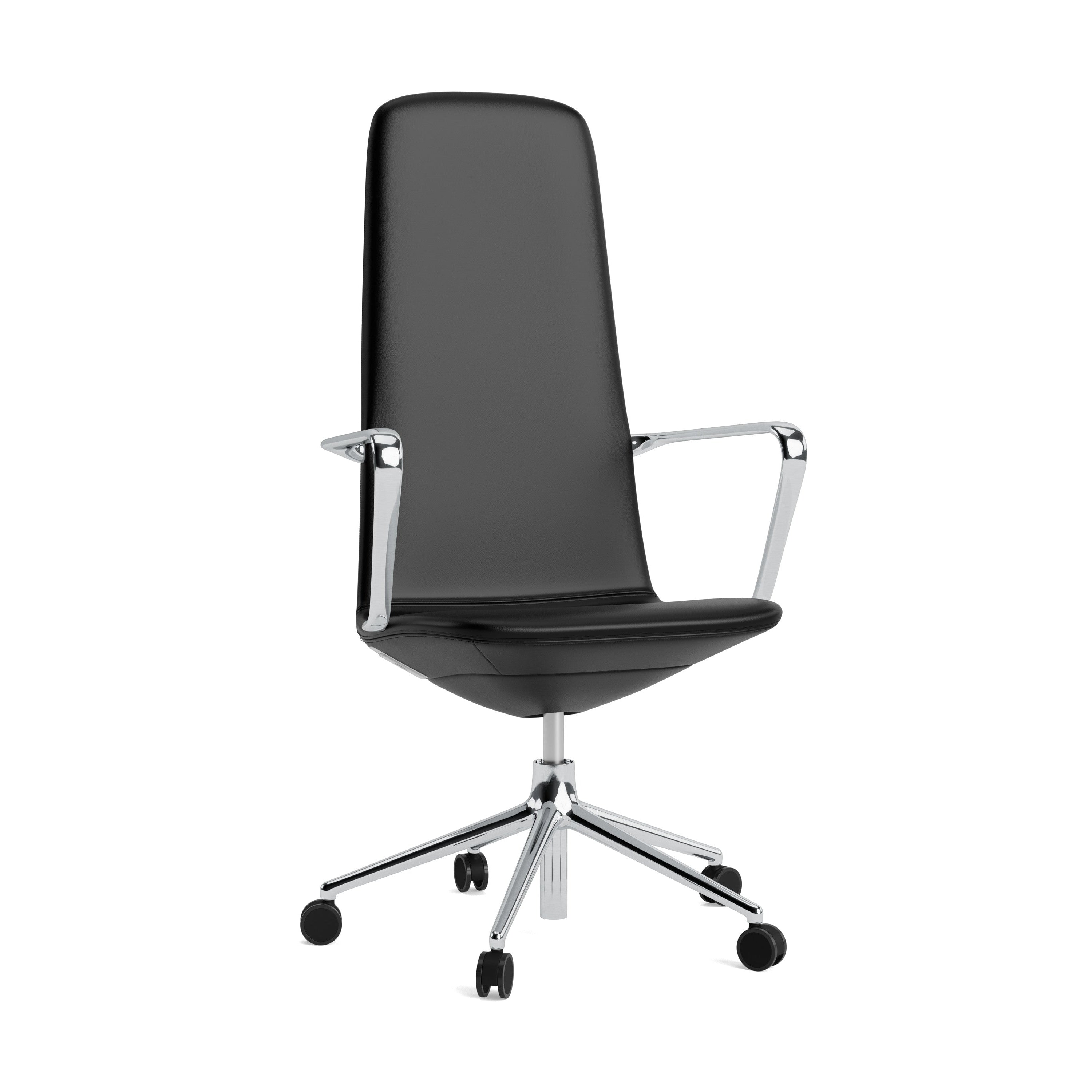Krzesło biurowe tapicerowane z podłokietnikami OFF HIGH 5W z aluminiową podstawą