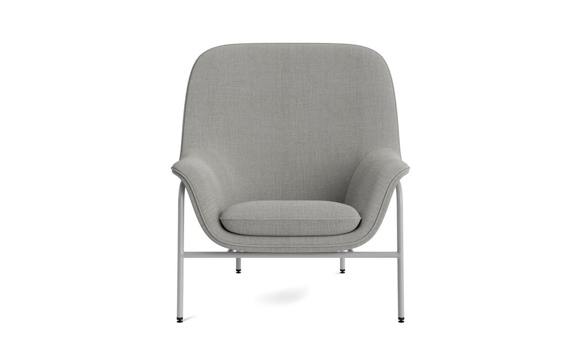 Fotel DRAPE HIGH z szarą metalową podstawą