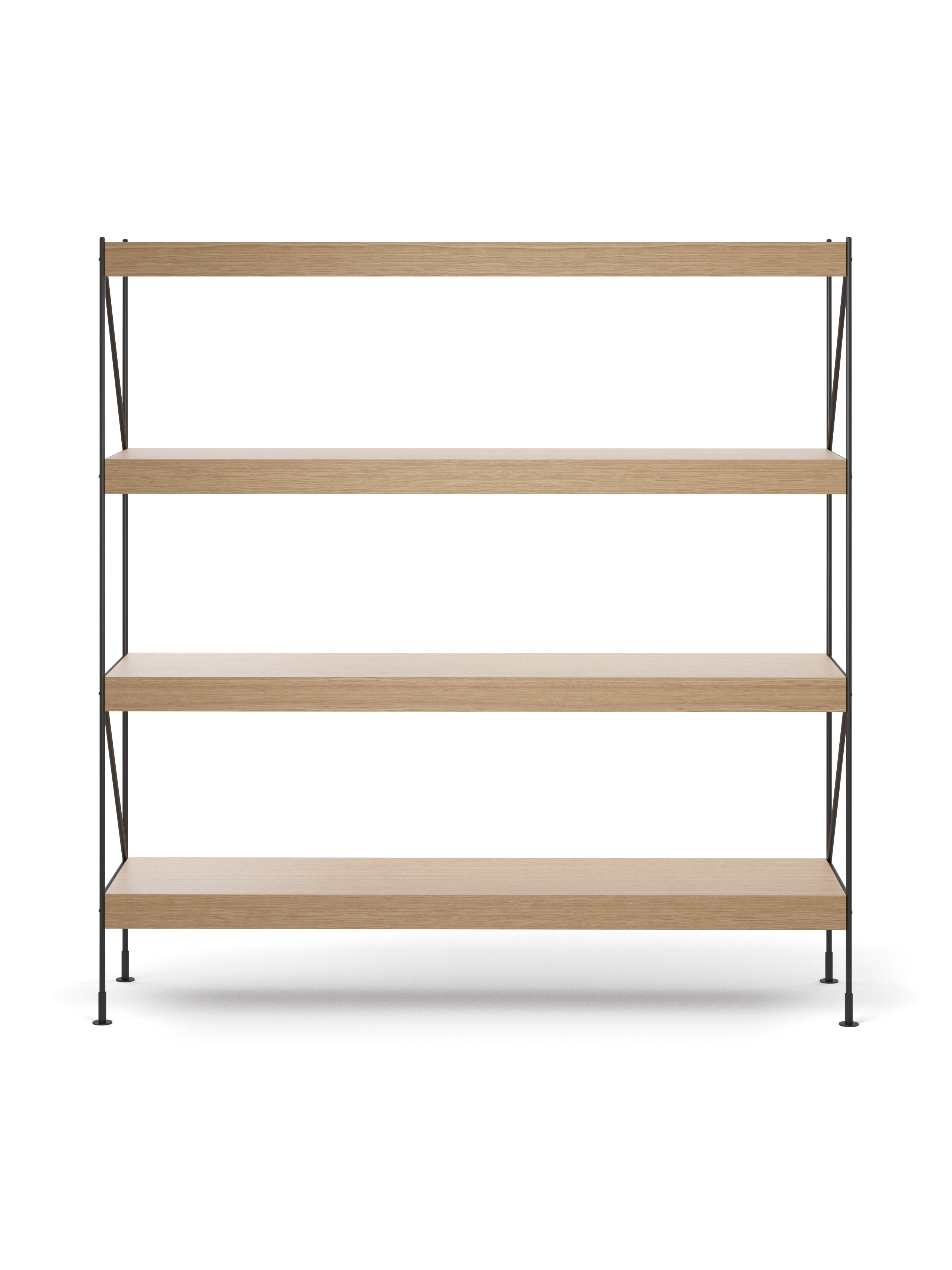ZET shelf in dark oak wood with a black frame