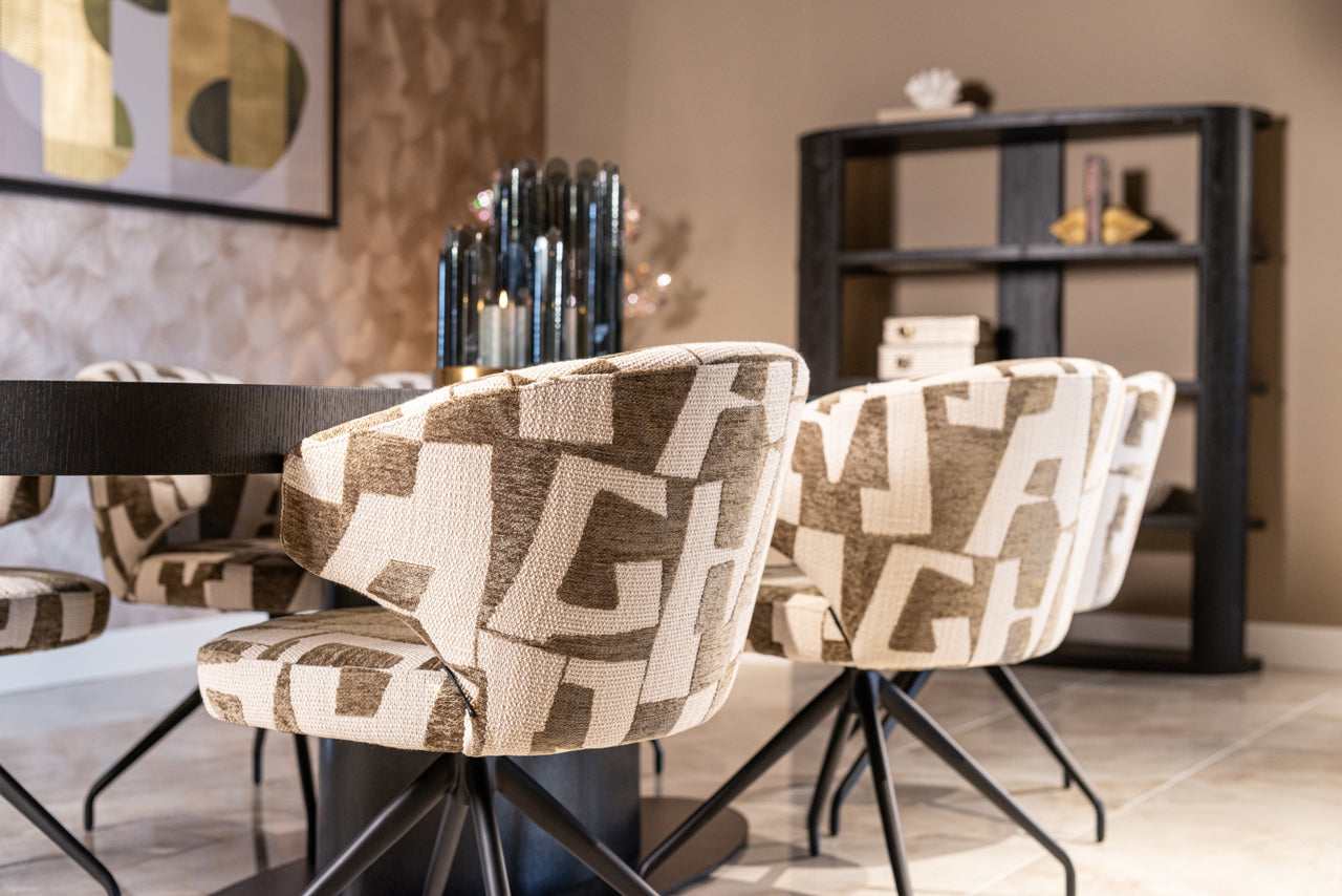 Drehstuhl MILLY beige mit braunem und schwarzem Gestell