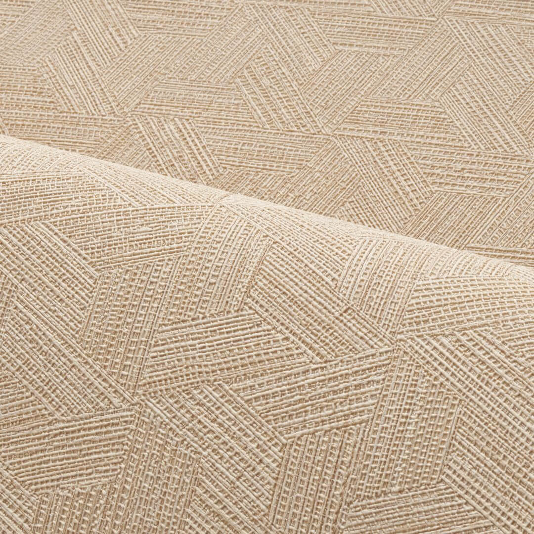 Geometrische Strukturtapete inspiriert von Bananenblatt LINDU - TRAVERTIN beige