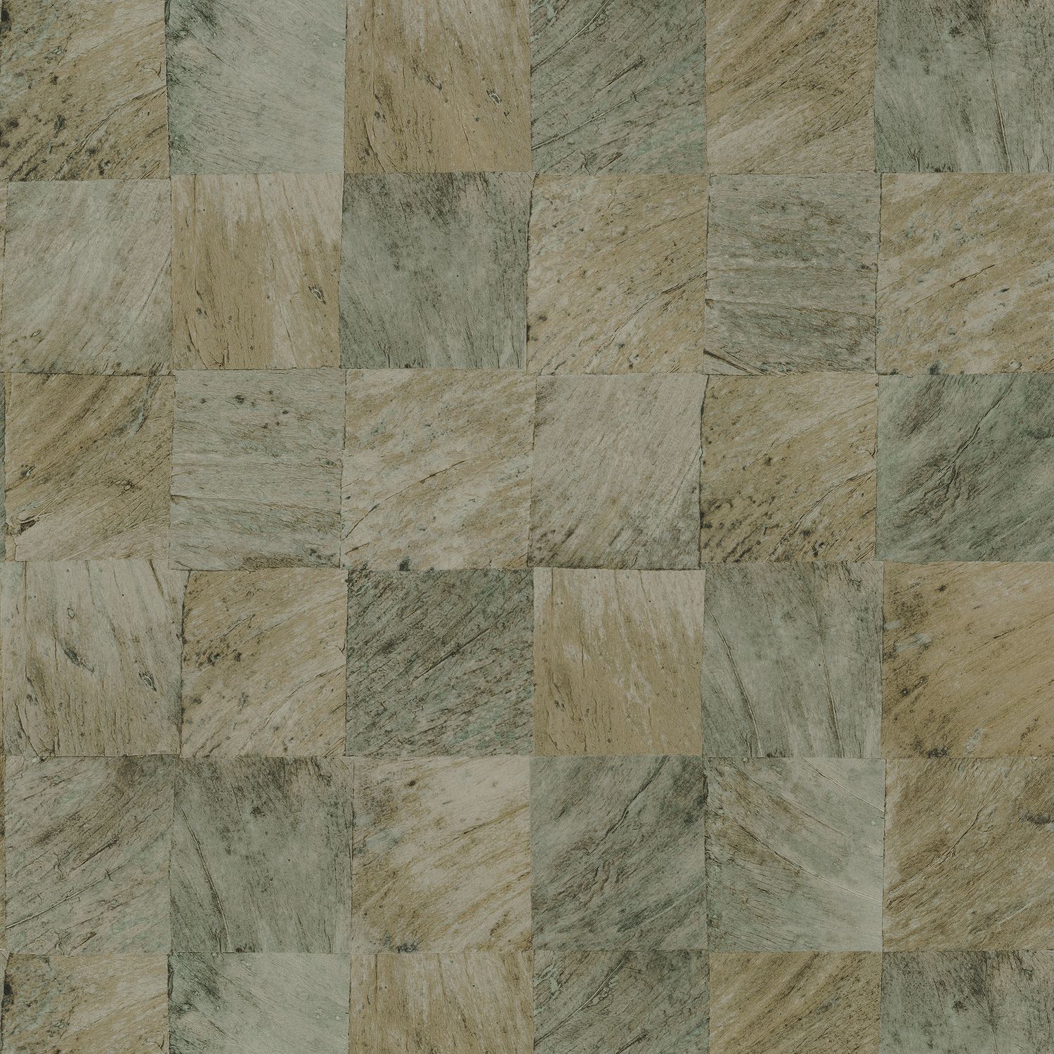 Strukturierte Tapete mit geometrischem Muster, die Holz imitiert - ABALE - EMERAUGE smaragdgrün