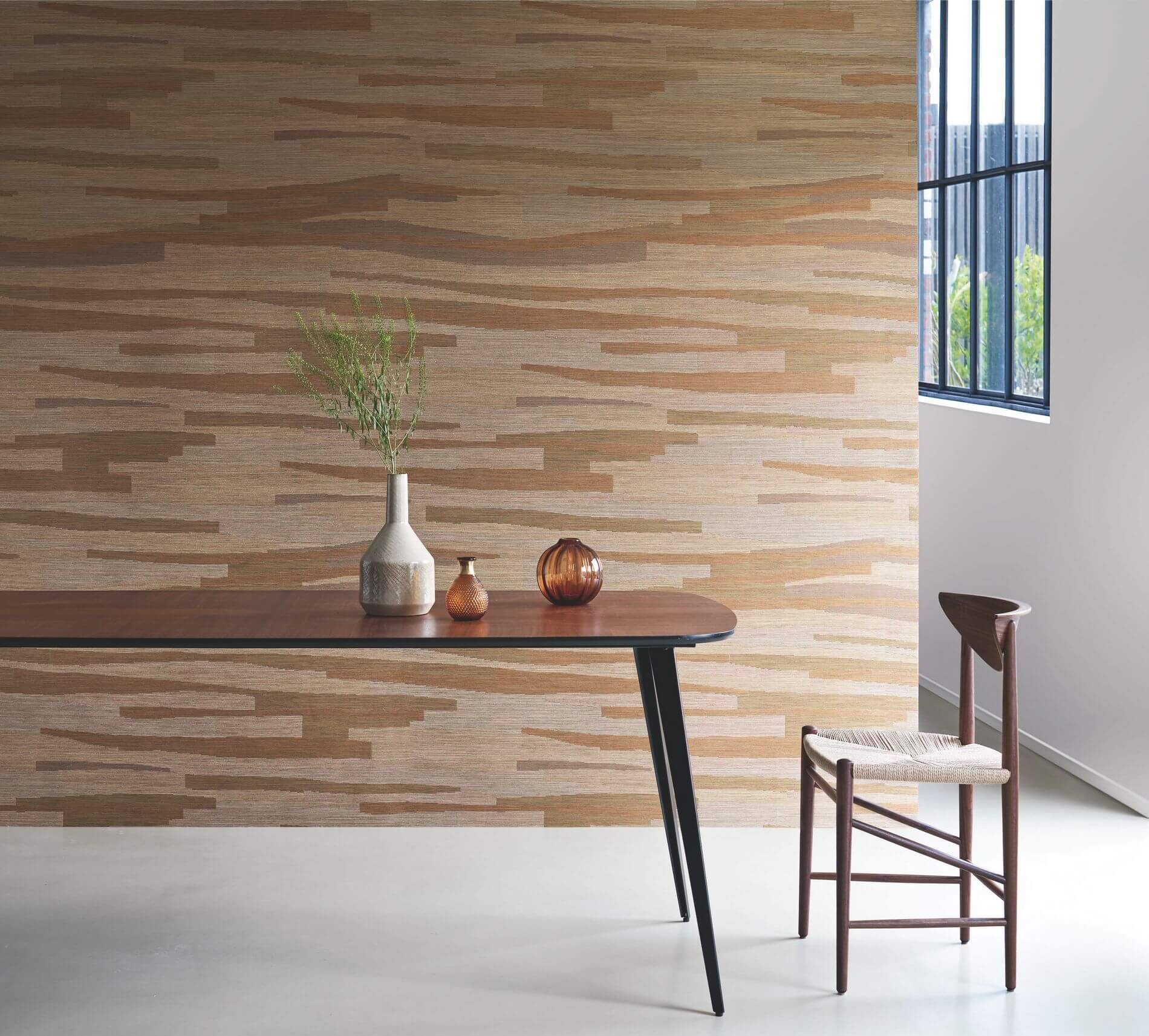 Strukturierte Textiltapete mit Streifen und Jacquardgewebe HALANA - VERT EMERAUDE smaragdgrün