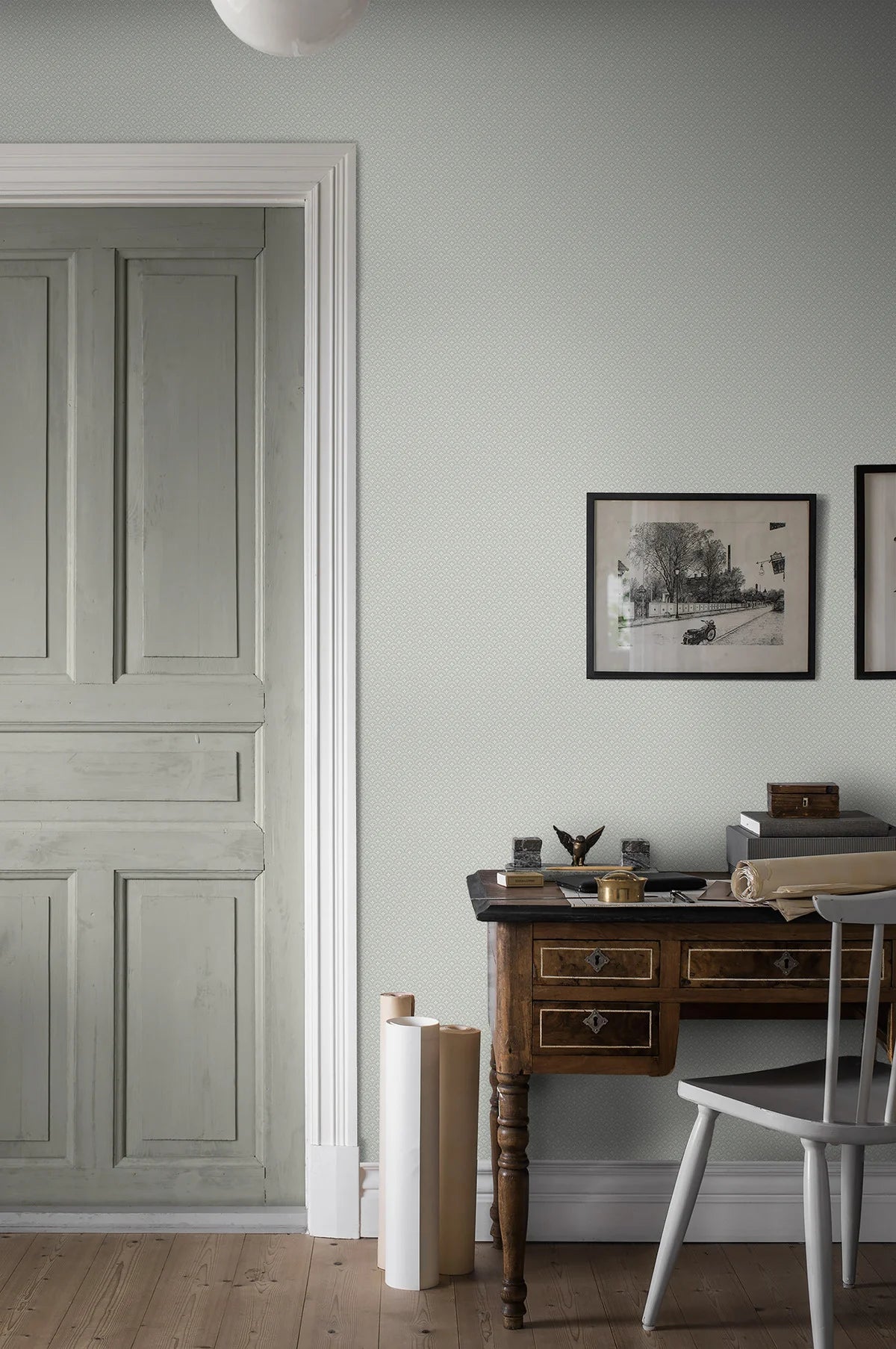 Tapeta geometryczna z motywem kwiatów DAISY zielony