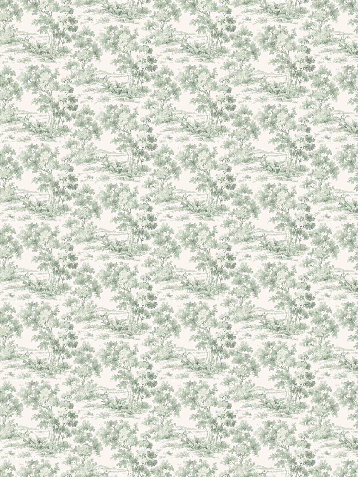 Non-woven paper wallpaper with a botanical pattern COUNTRYSIDE MORNING beige with green