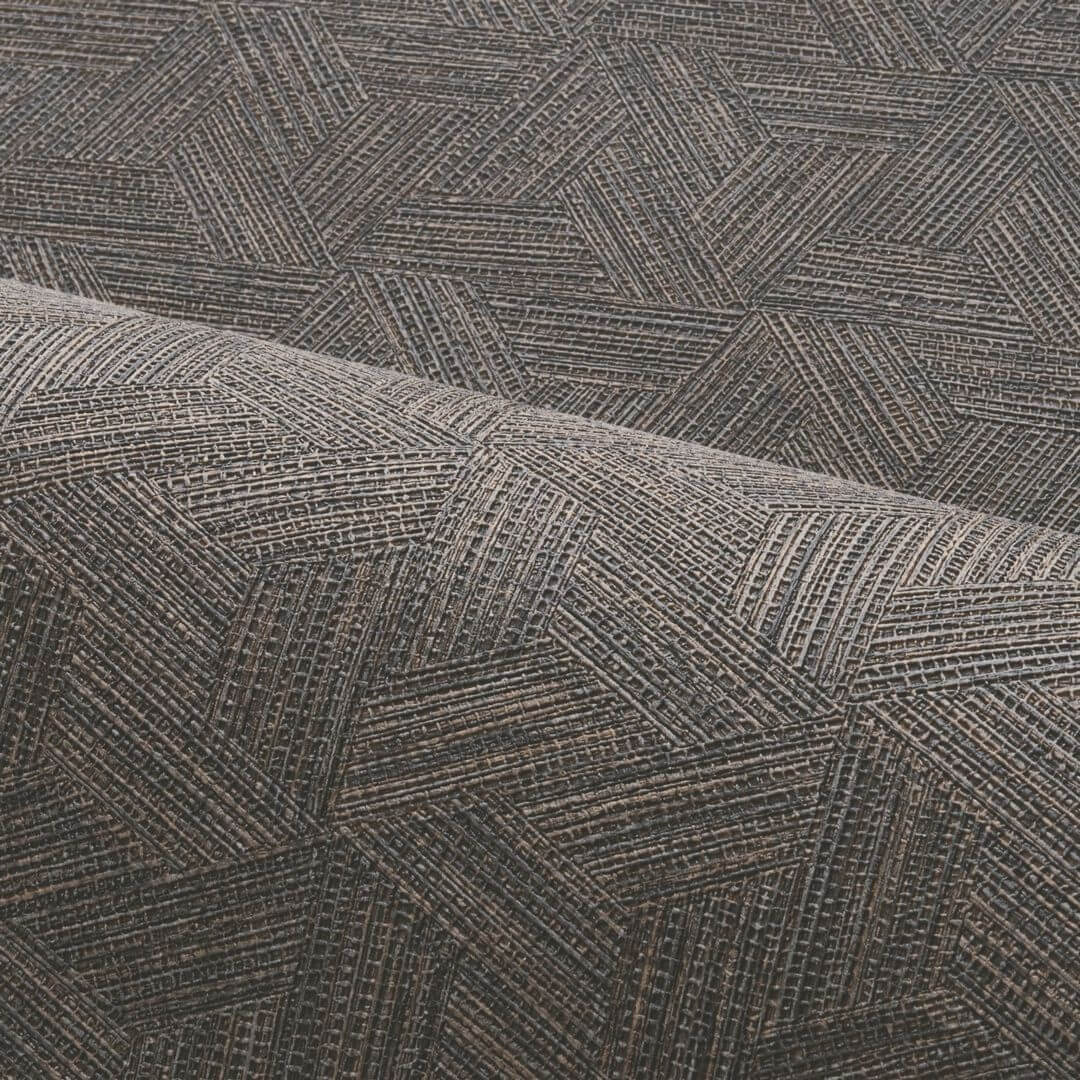 Geometrische Struktur-Tapete inspiriert von Bananenblatt LINDU - NOIR schwarz