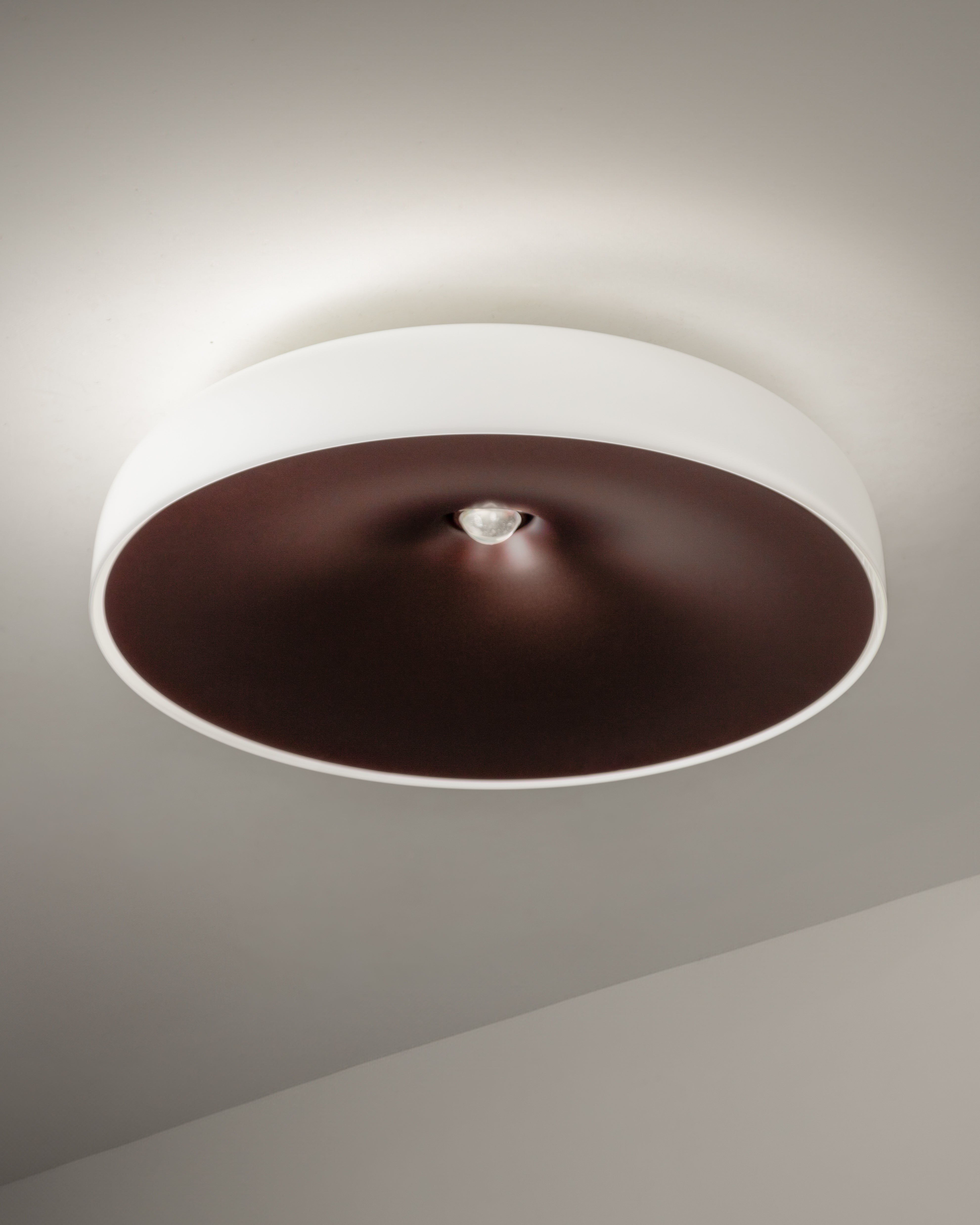 CHET-B ceiling lamp in matte brown with white.
