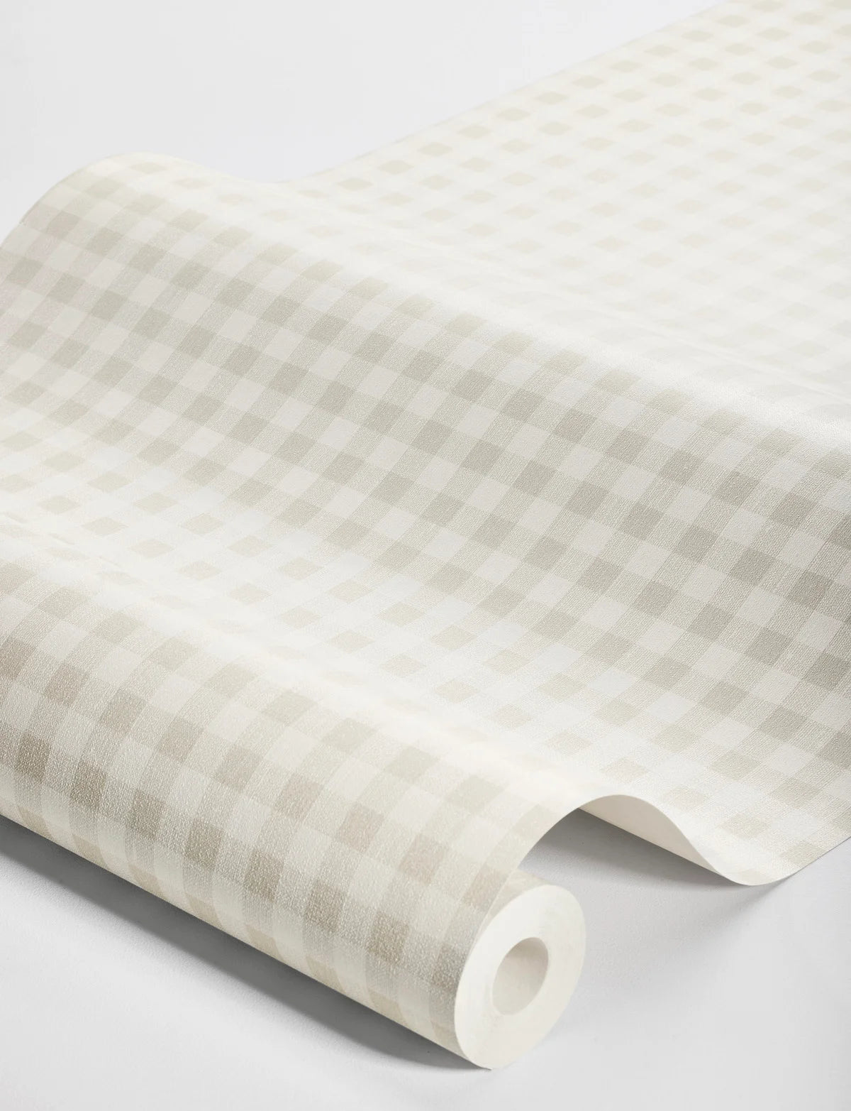 Strukturierte Tapete, die Leinen im Karomuster imitiert, PICNIC CHECK grau mit beige