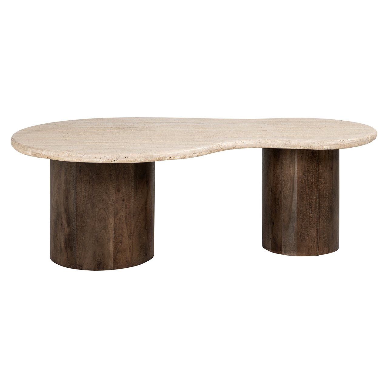 Couchtisch DOUGLAS aus Travertin mit Holzgestell