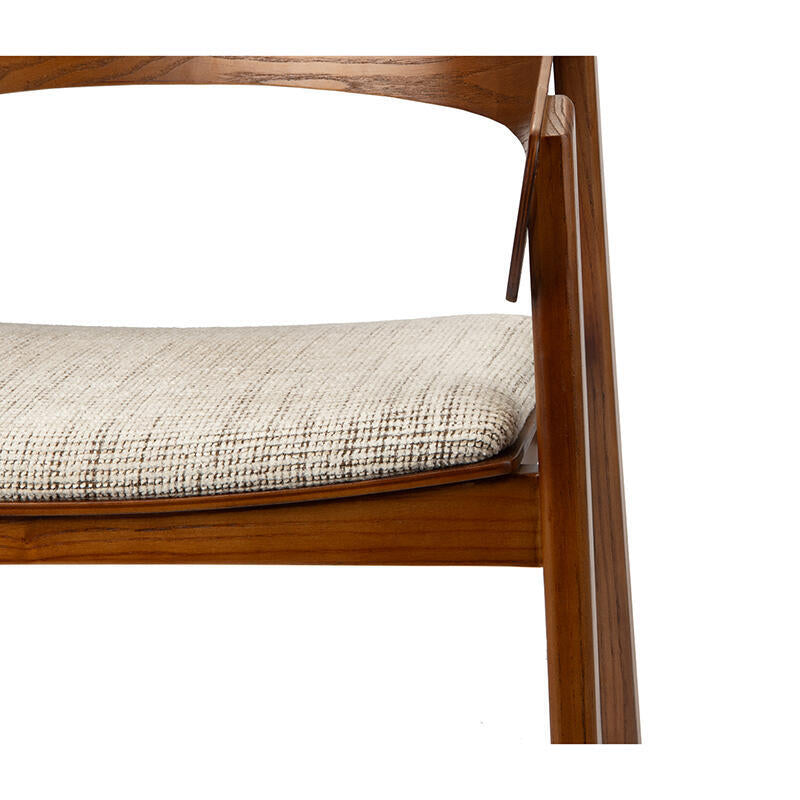Sessel EDO beige mit dunklem Holzgestell