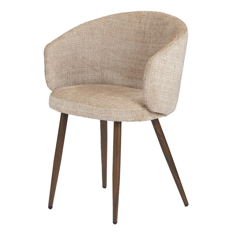 Stuhl LUNA creme-beige mit dunklem Holzgestell