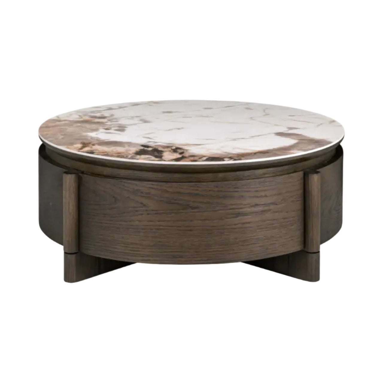 Stolik kawowy LANGFORD drewno dębowe z ceramicznym blatem