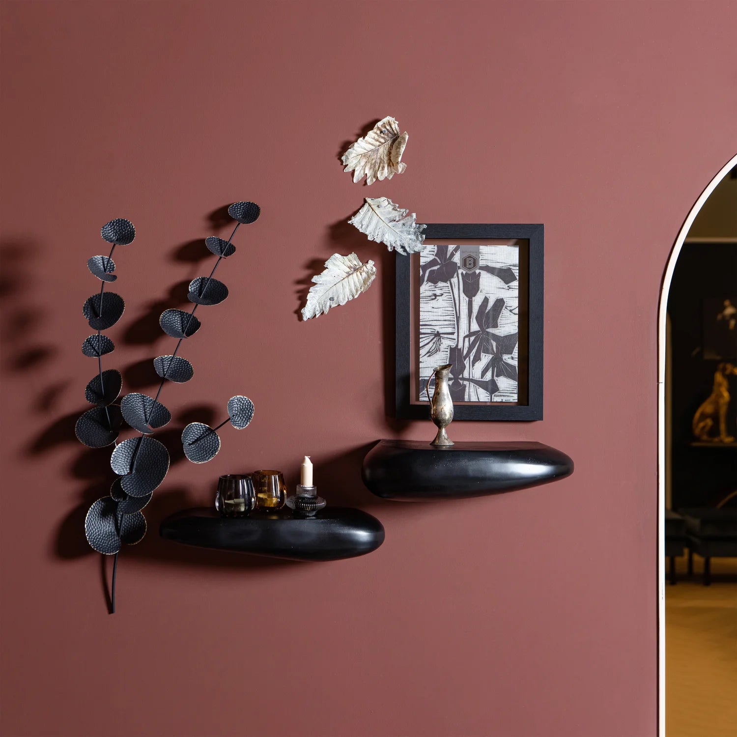 EUCALYPTUS black metal wall decoration