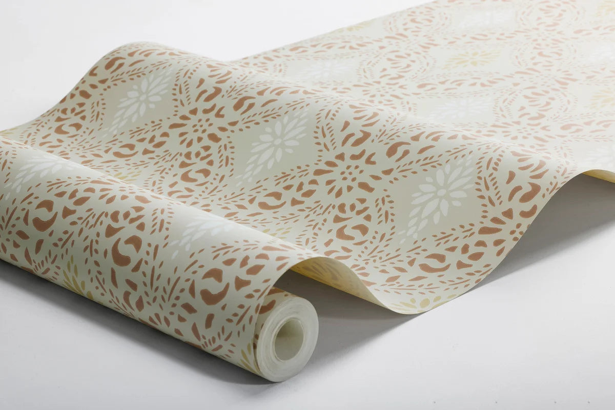 Tapeta flizelinowa papierowa z geometrycznym wzorem KVARNHOLMEN beżowy z terakotą