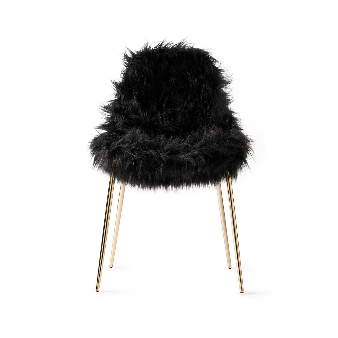 Stuhl MAMMAMIA FUR schwarz mit goldenem Fuß