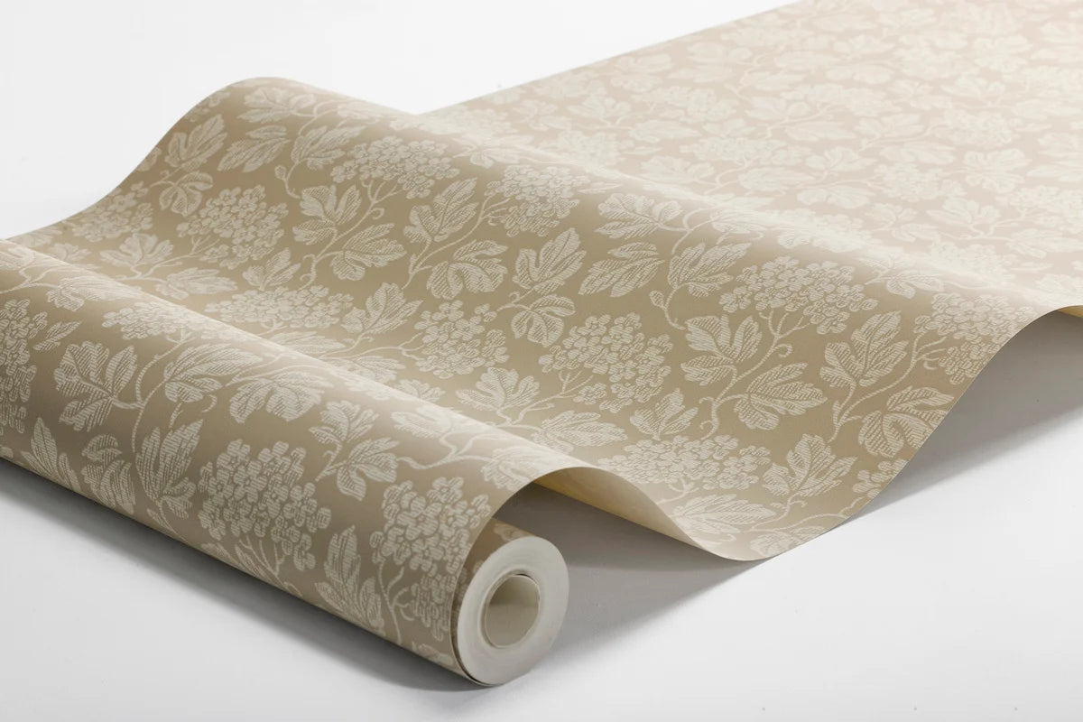 Non-woven paper wallpaper with a botanical pattern HAGTORN beige