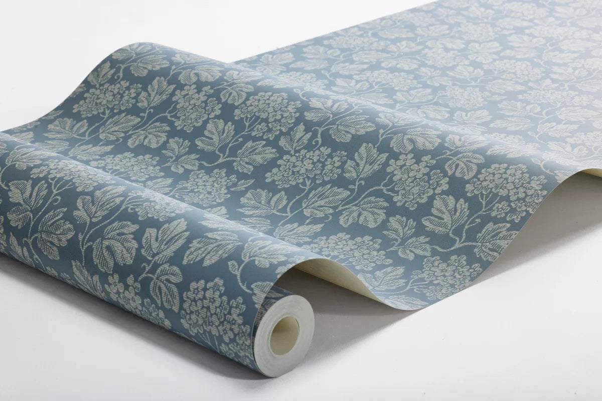 Non-woven paper wallpaper with a plant pattern HAGTORN blue