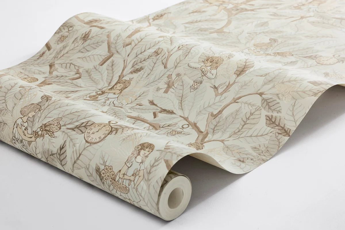 Tapeta dziecięca z motywem baśniowym wróżek FAIRIES beżowy