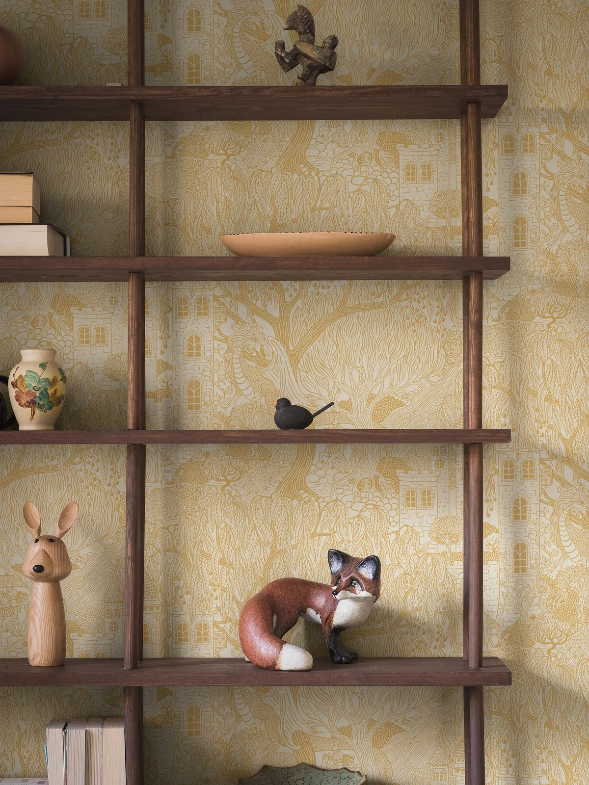 Tapeta dziecięca z motywem baśni KINGDOM OF THE WILLOW żółty