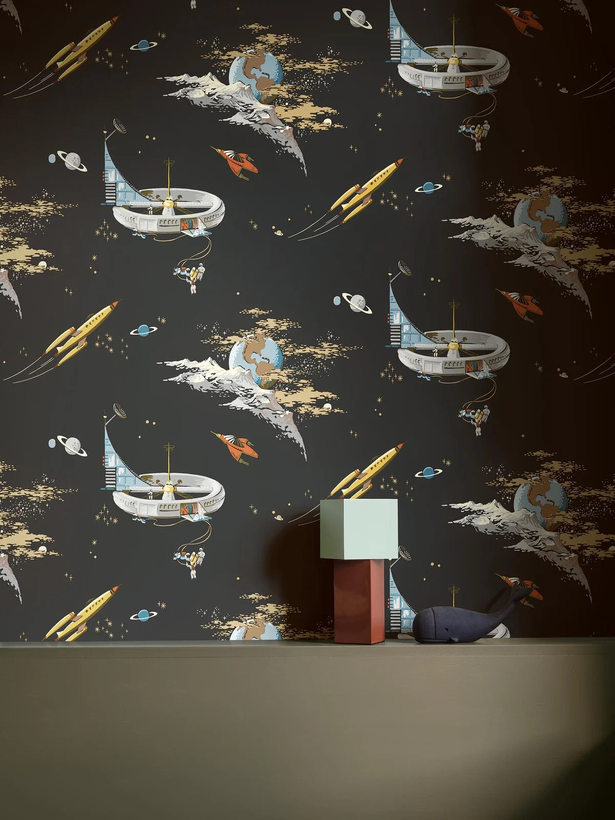 Tapeta dziecięca z motywem kosmosu SPACE ADVENTURE czarny