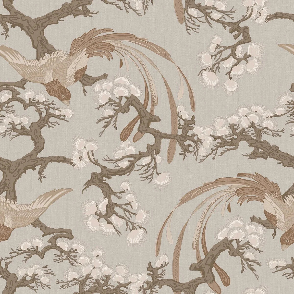 Tapete mit Pflanzen- und Tiermotiv FENIX gedämpftes Beige