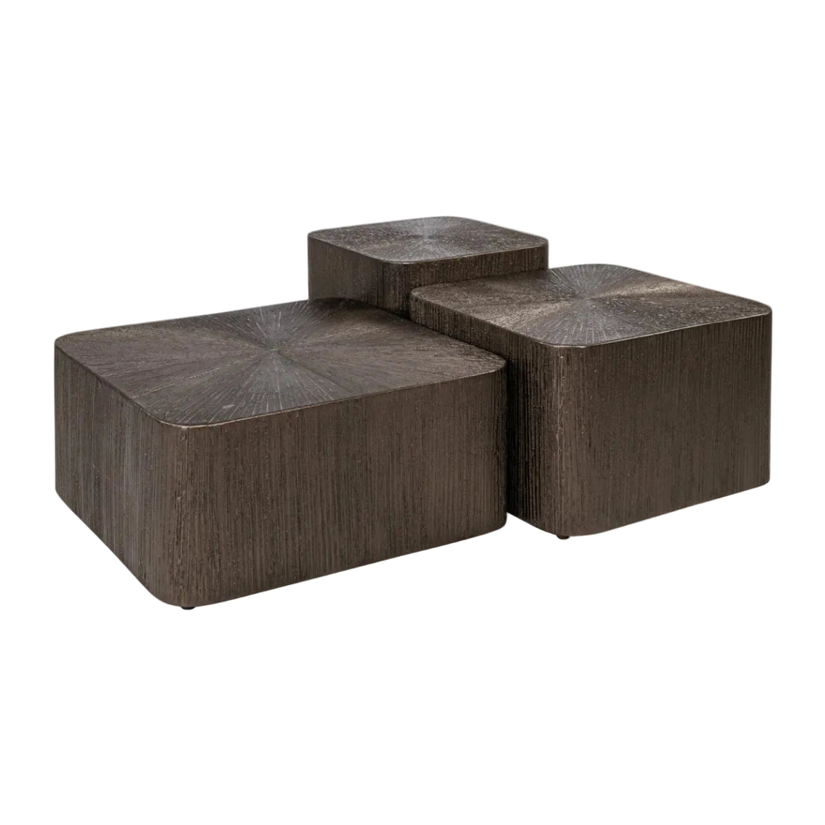 Zestaw stolików kawowych CUBES brązowe złoto