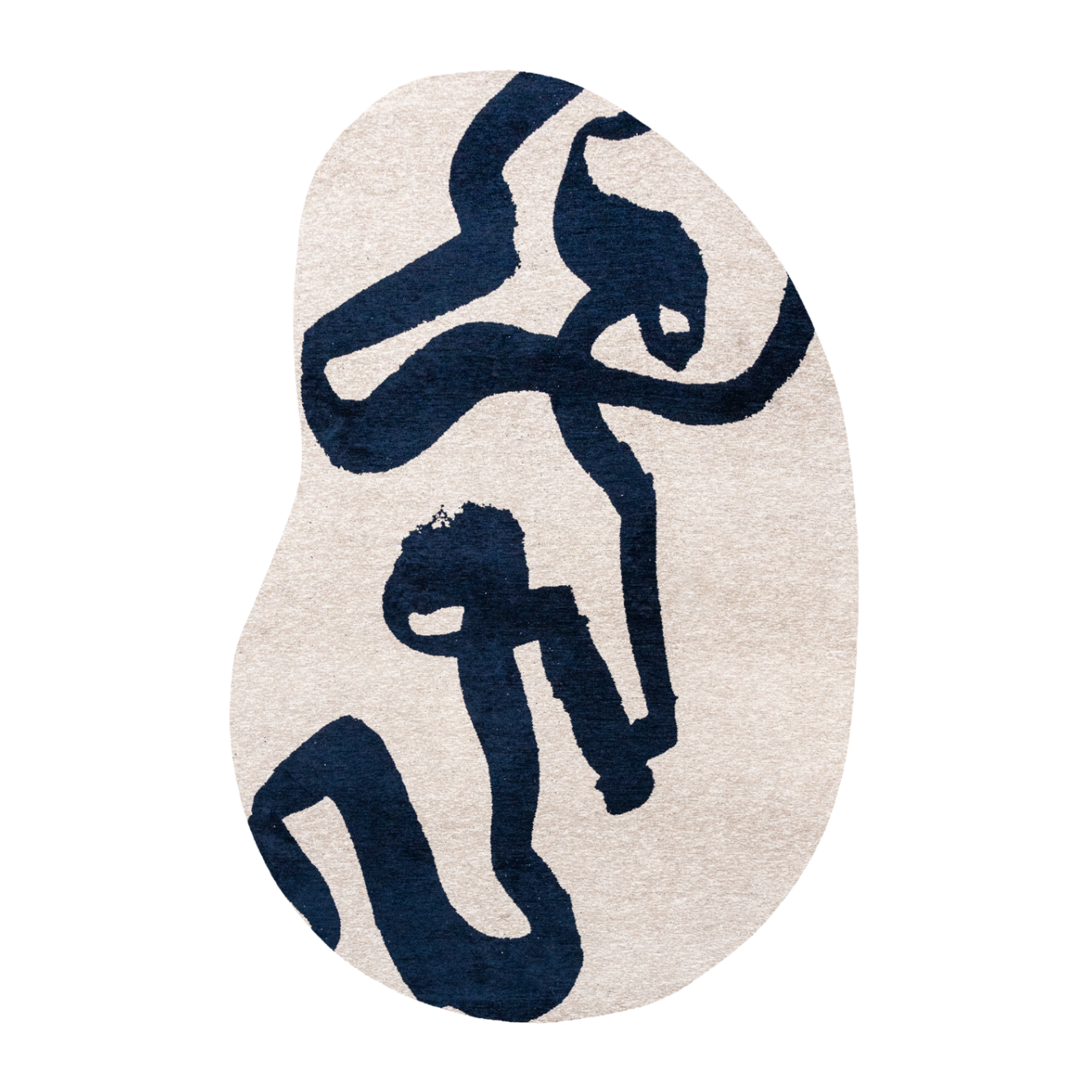 Dywan owalny RIBBON biały z granatowym