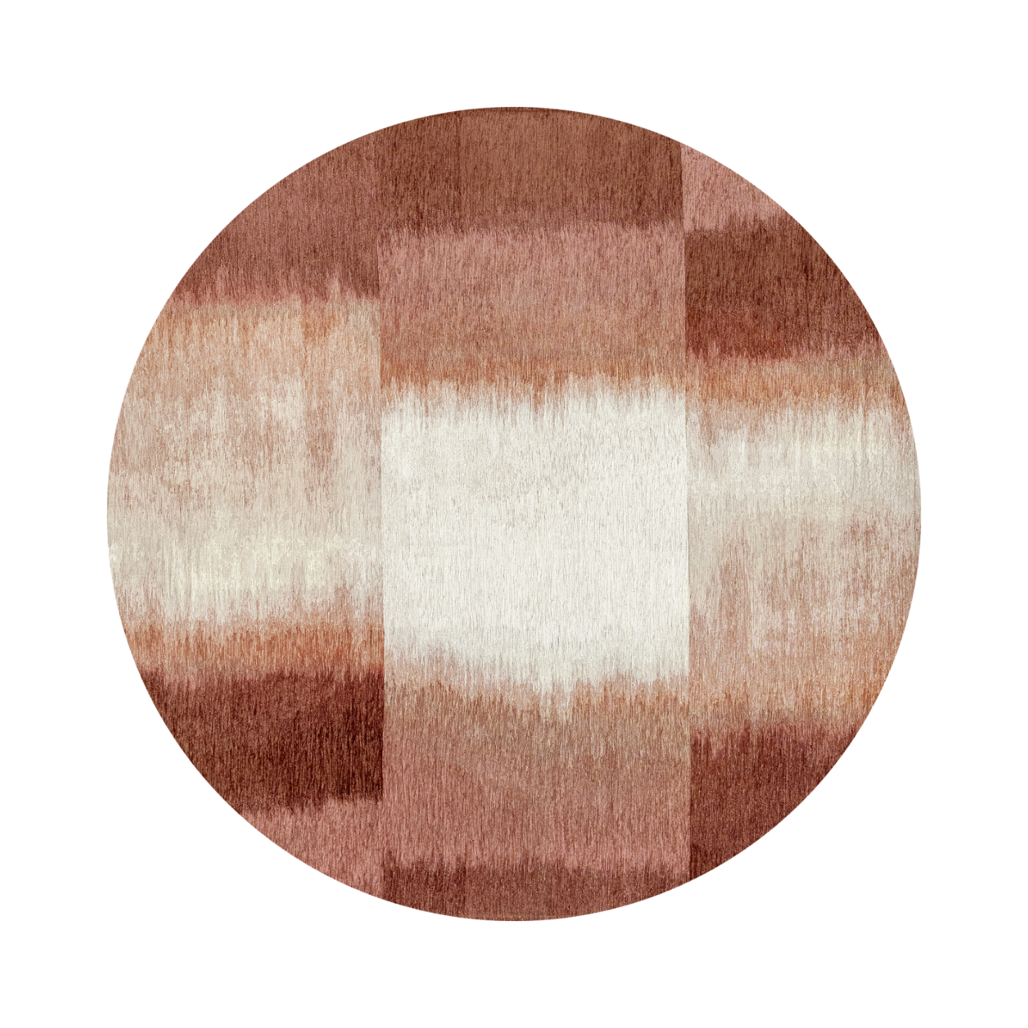 Round rug SENDAI burgundy with salmon and white