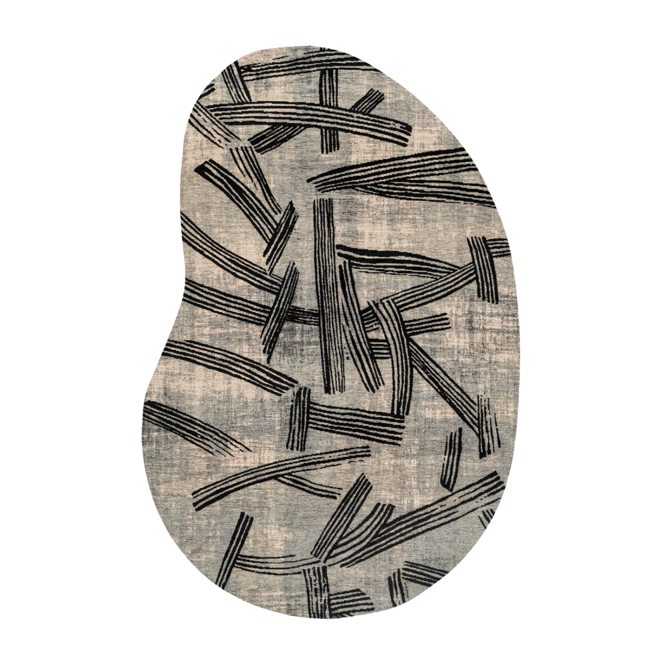 Oval rug KANJI gray-beige with black