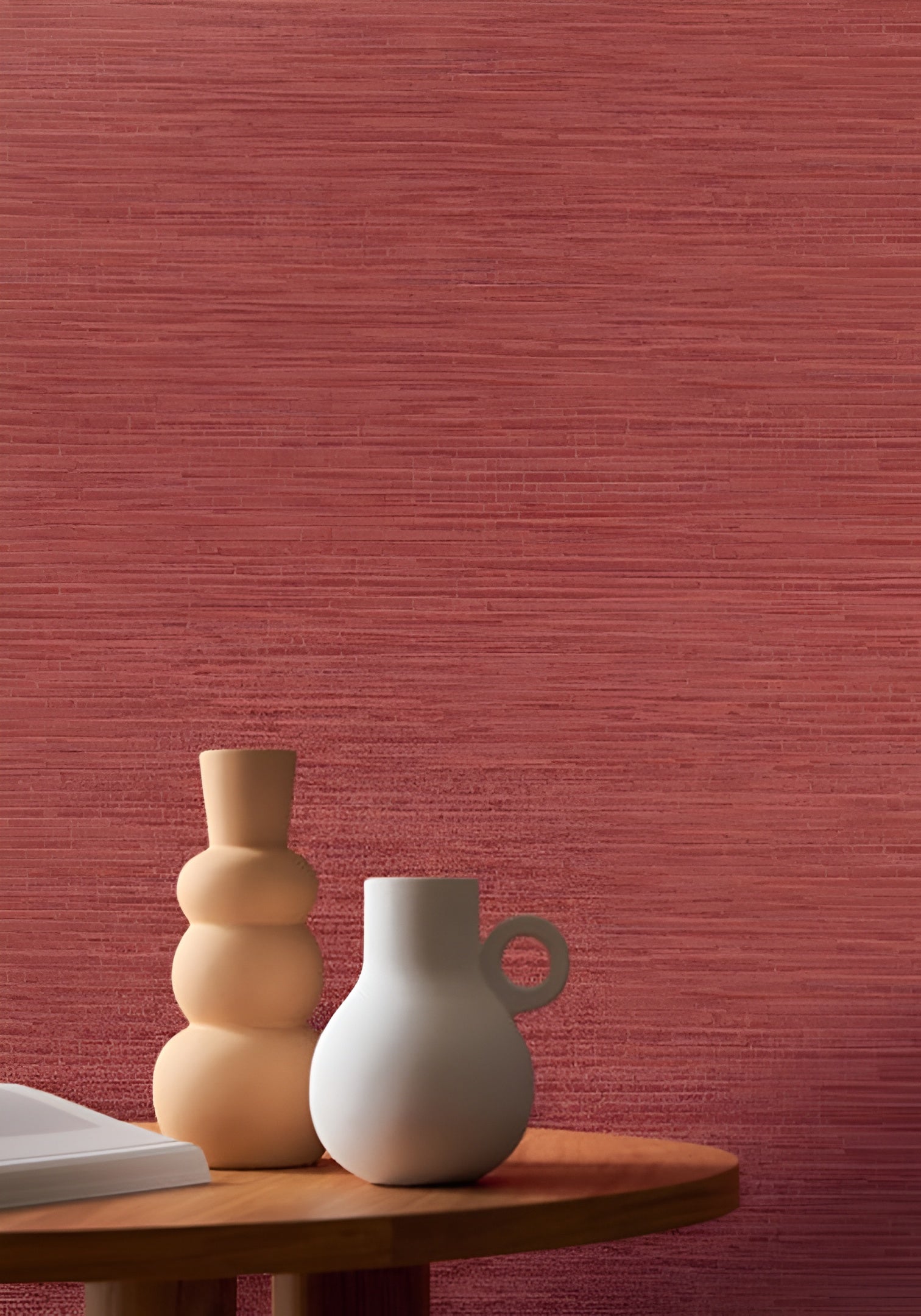 Structural wallpaper imitating canvas OCCITAN - ROSE dark pink