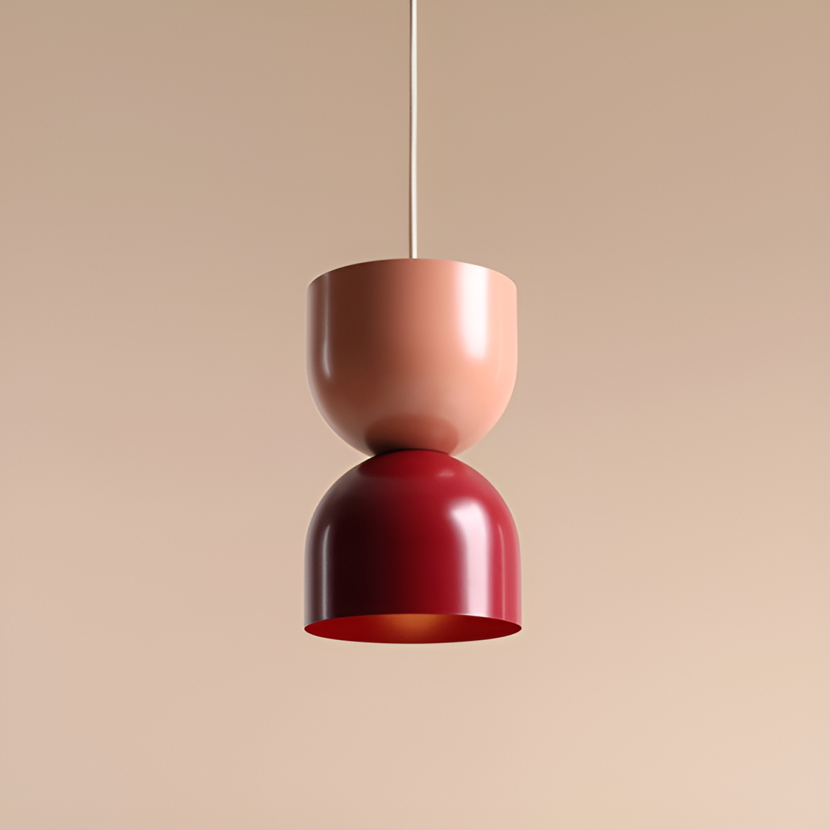 Lui coral hanging lamp with burgundy