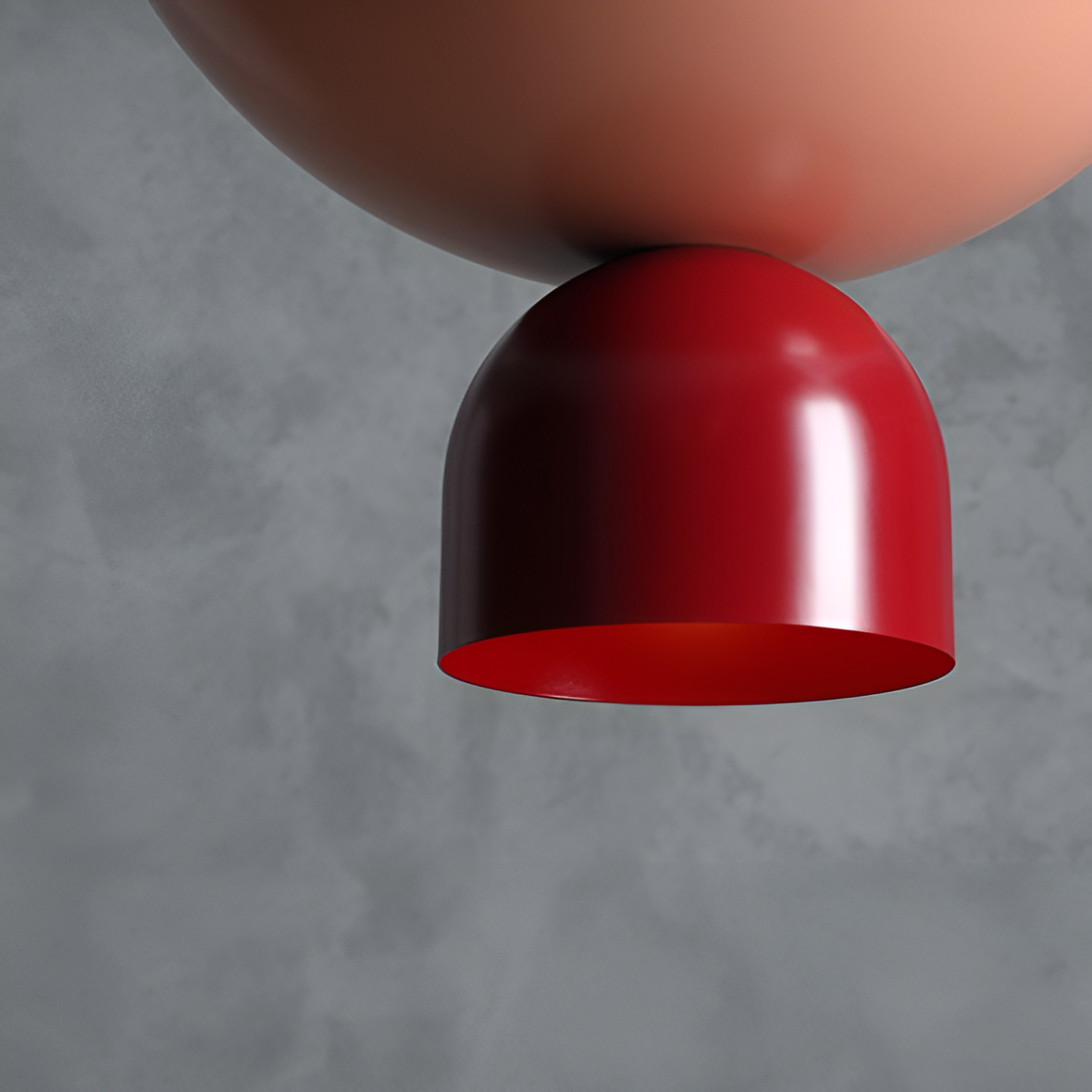 Coral Ilia hanging lamp with red
