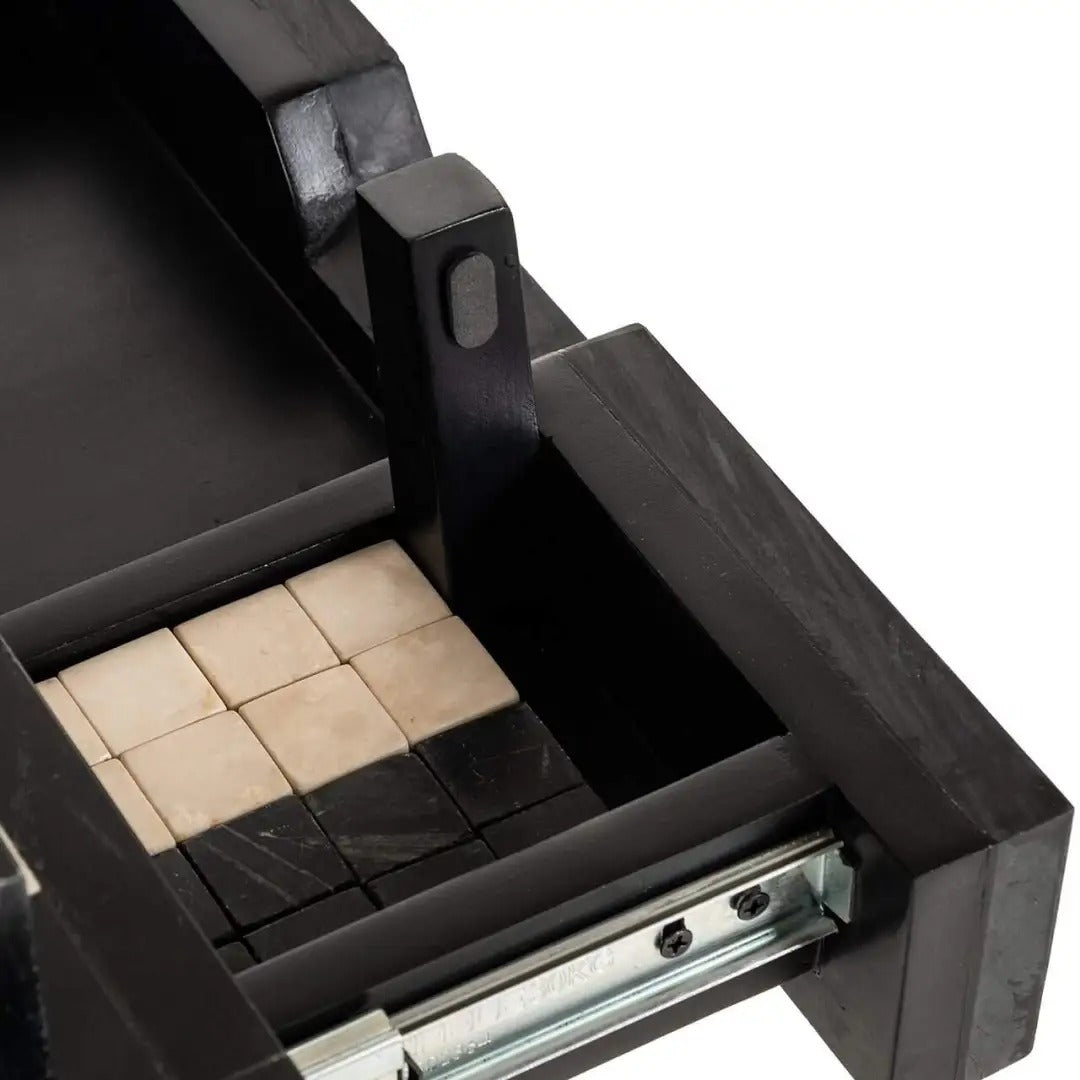 DAVOS black side table with built-in chessboard