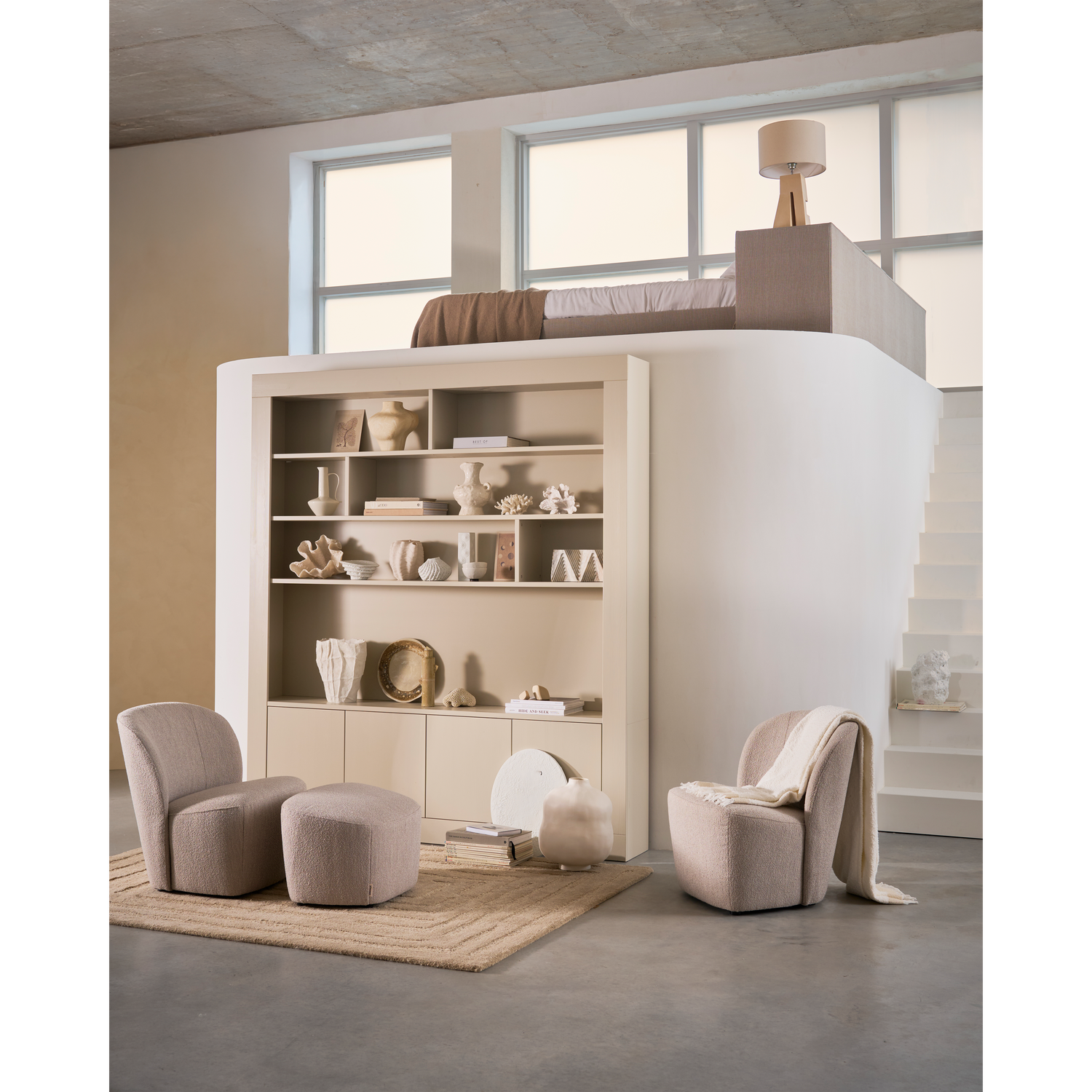 Sessel LOFTY dunkelgrau Bouclé