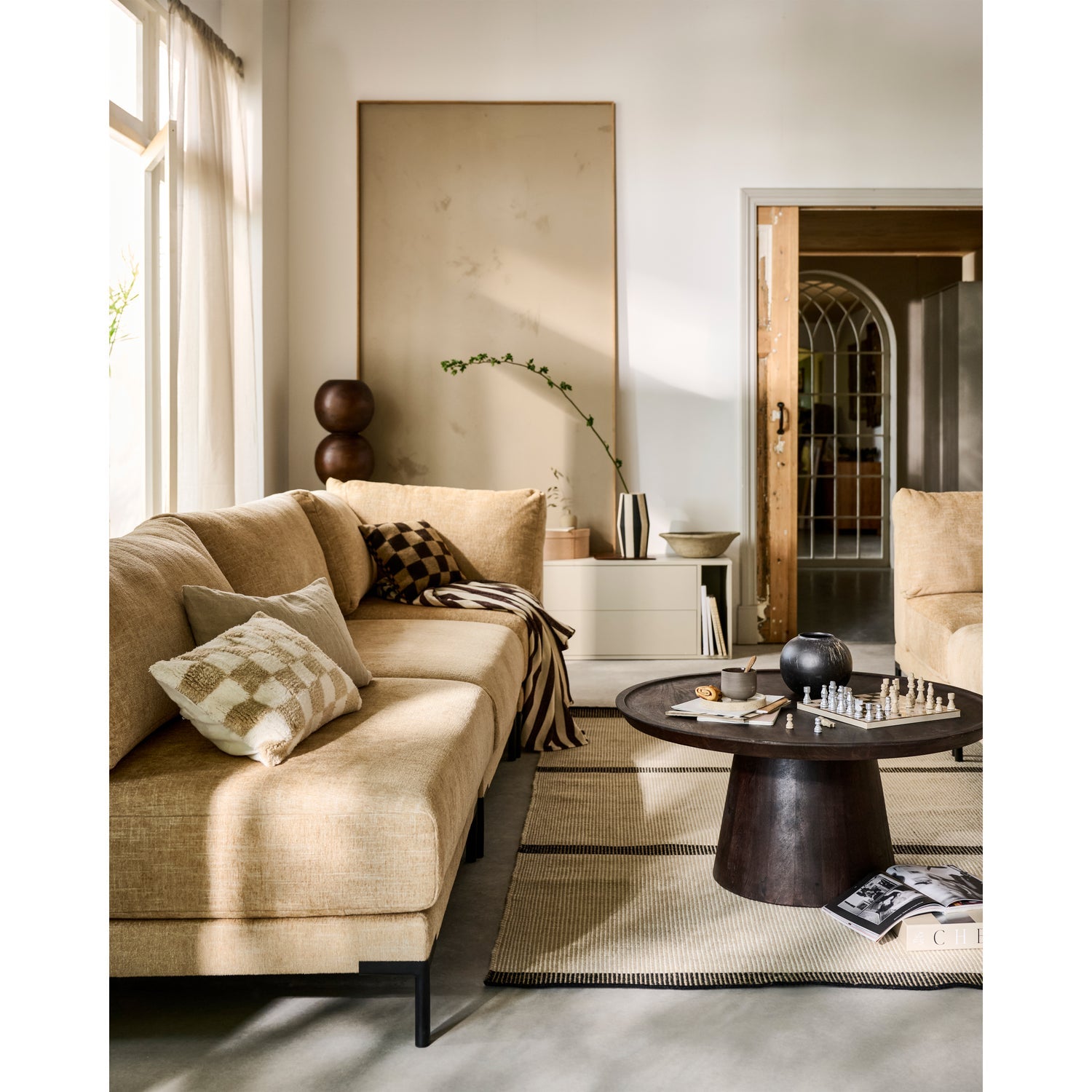 Sofa COUPLE - Eckmodul in butterfarbener Melange