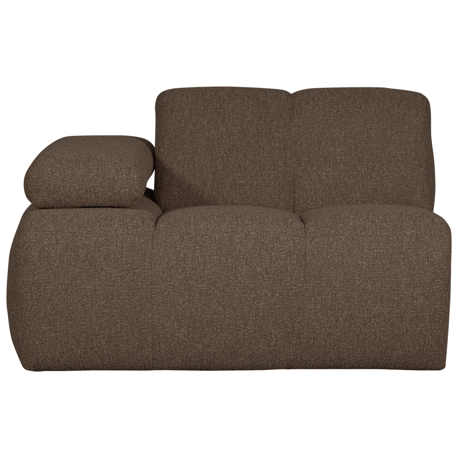 Sofa modułowa MOJO - element lewostronny ciemnobrązowy bouclé