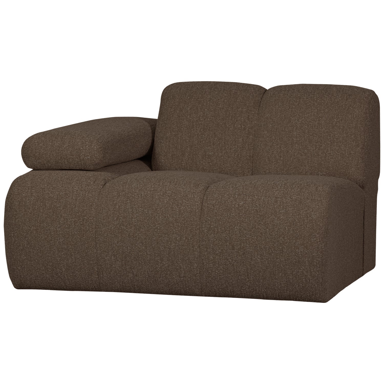 Sofa modułowa MOJO - element lewostronny ciemnobrązowy bouclé