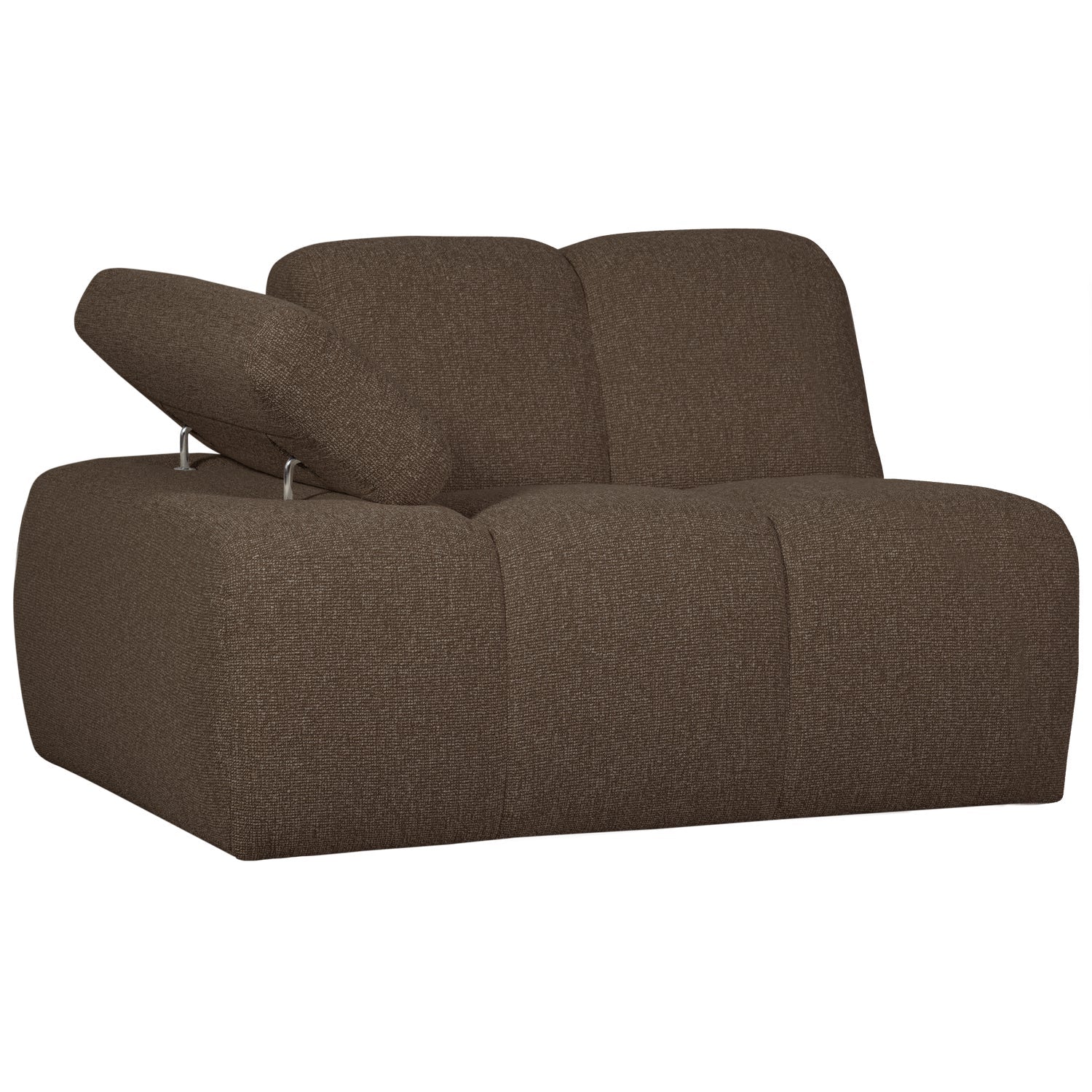 Sofa modułowa MOJO - element lewostronny ciemnobrązowy bouclé