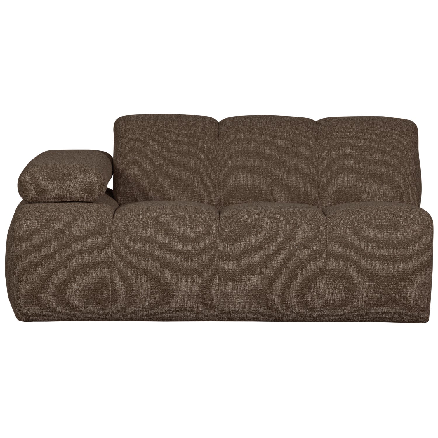 Sofa modułowa MOJO - element 1,5-osobowy lewostronny ciemnobrązowy bouclé