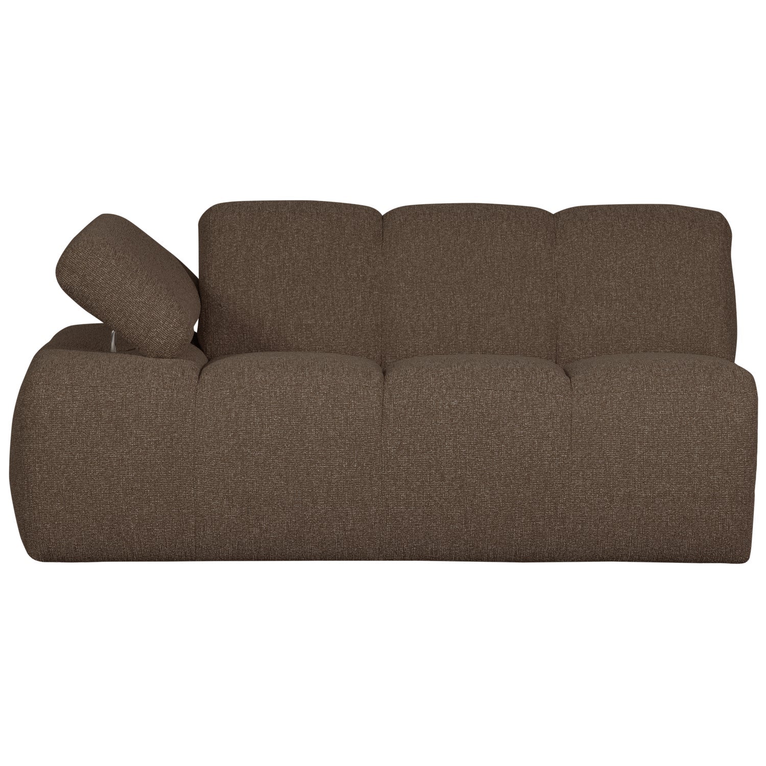 Sofa modułowa MOJO - element 1,5-osobowy lewostronny ciemnobrązowy bouclé