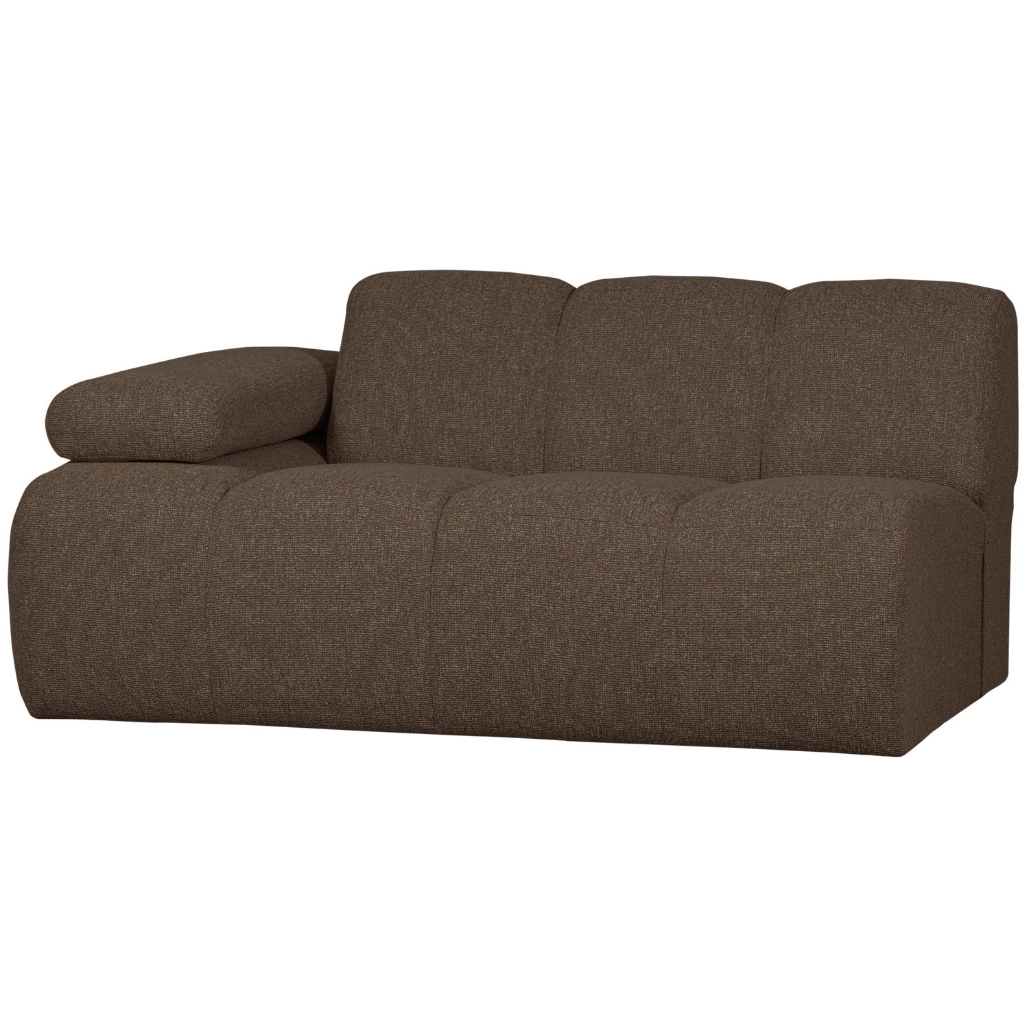 Sofa modułowa MOJO - element 1,5-osobowy lewostronny ciemnobrązowy bouclé