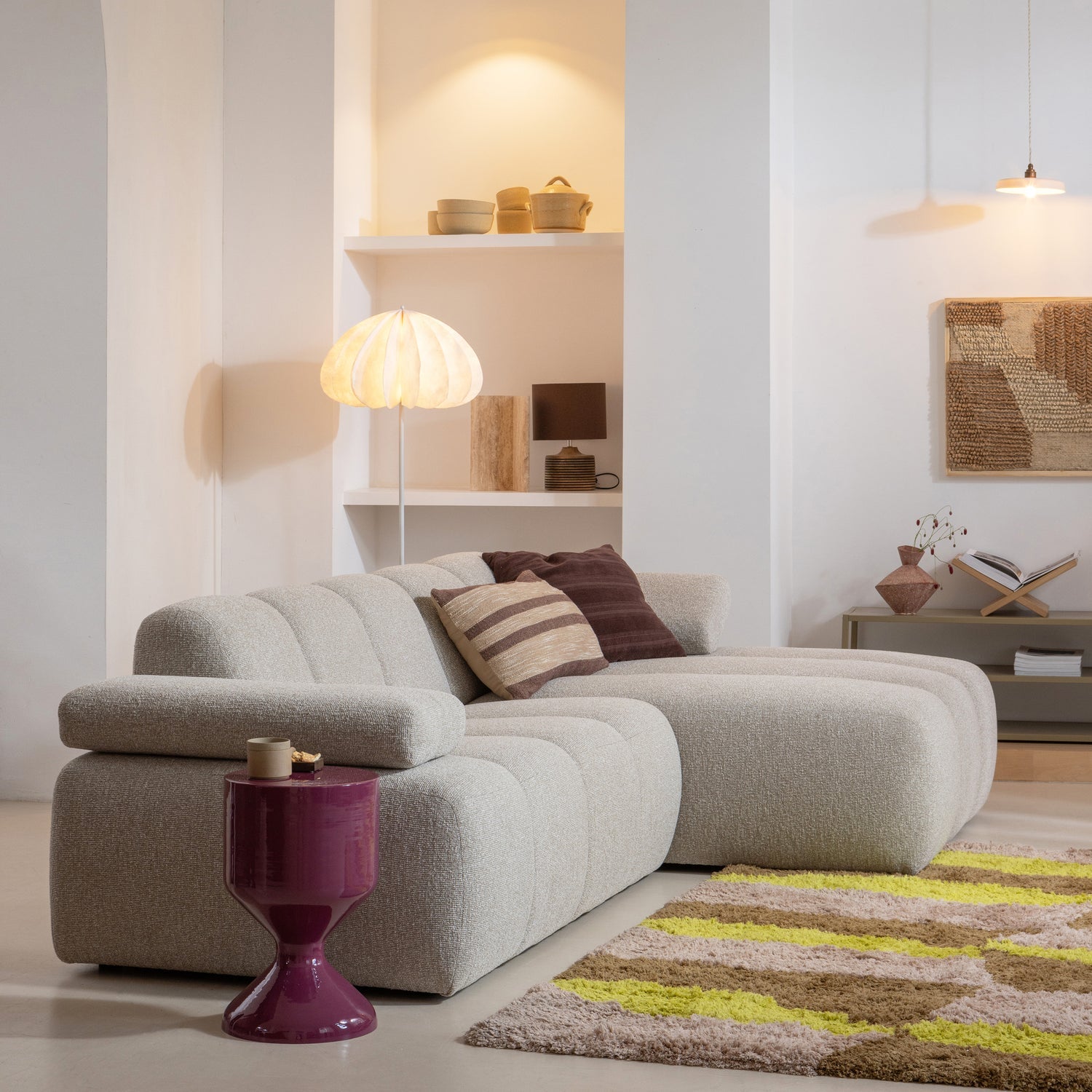 Modulares Sofa MOJO - 1,5-sitziges, linksseitiges Element in Ecru Cord
